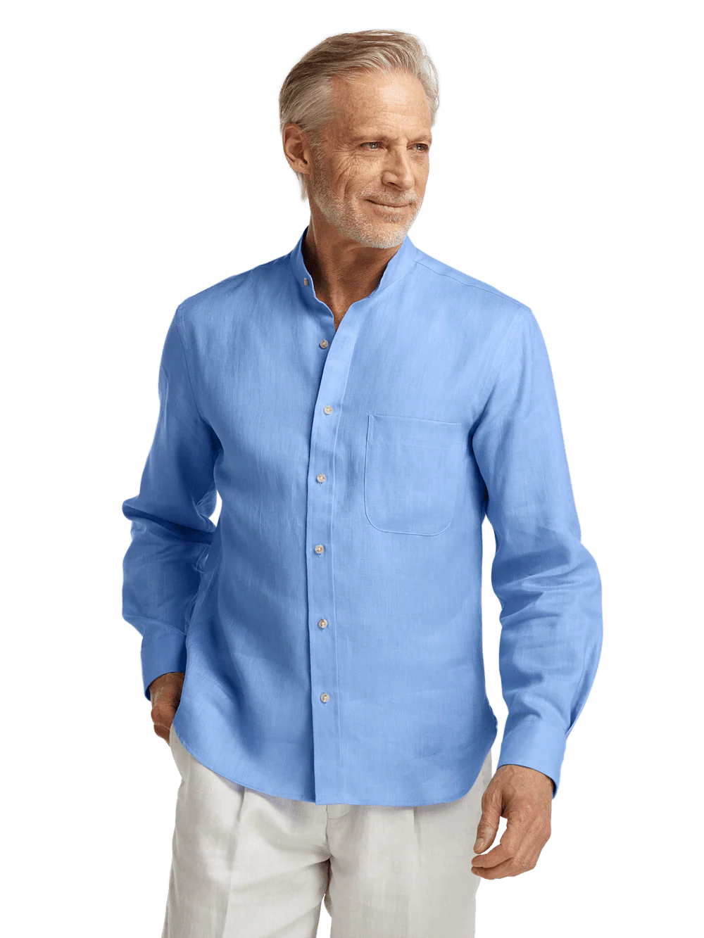 Linen Solid Casual Shirt - Light Blue - Image 2