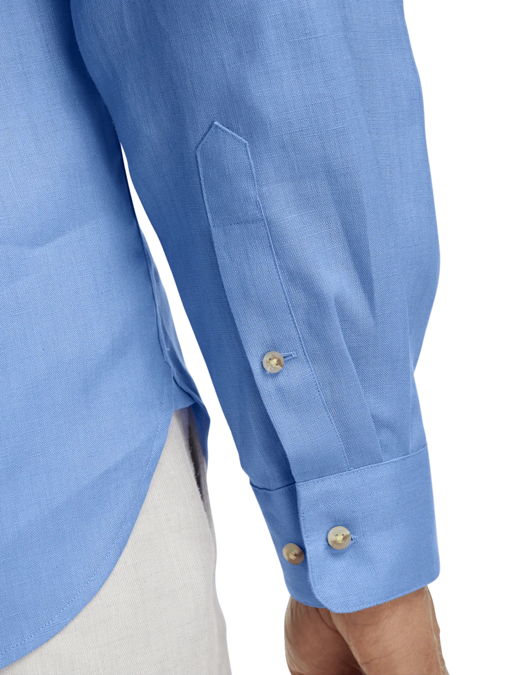 Linen Solid Casual Shirt - Light Blue - Image 4