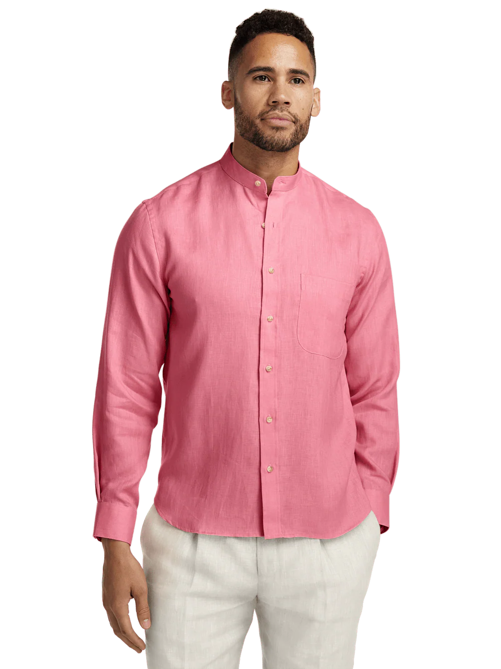 Linen Solid Casual Shirt - Pink - Image 2