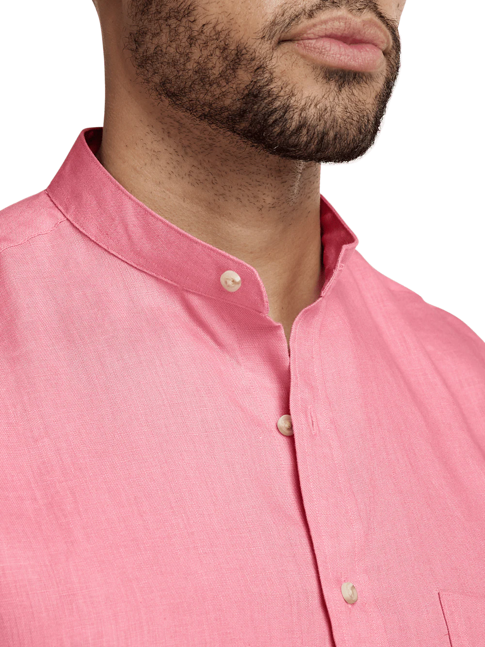 Linen Solid Casual Shirt - Pink - Image 3