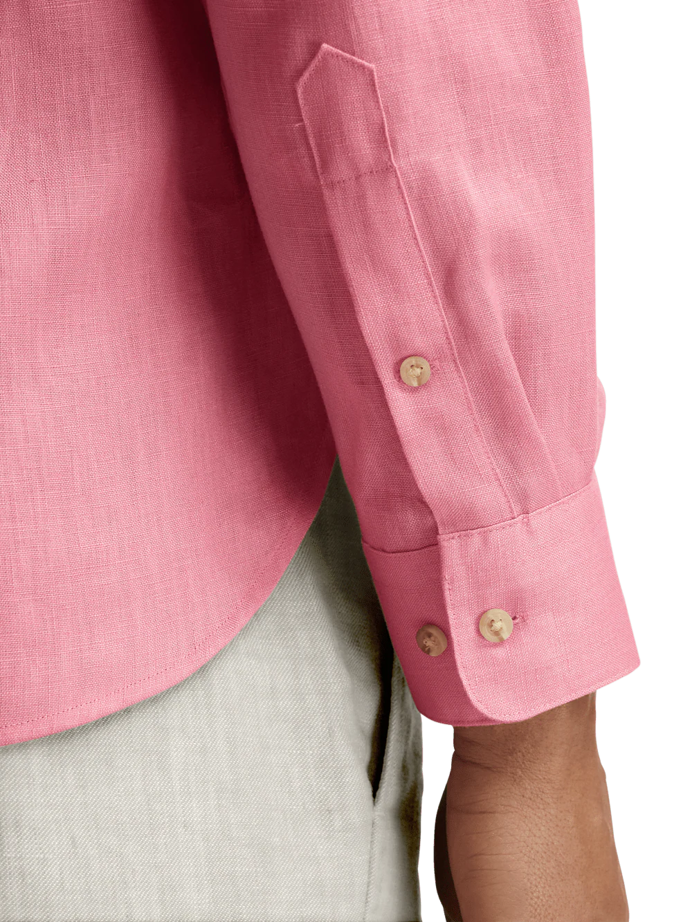 Linen Solid Casual Shirt - Pink - Image 4