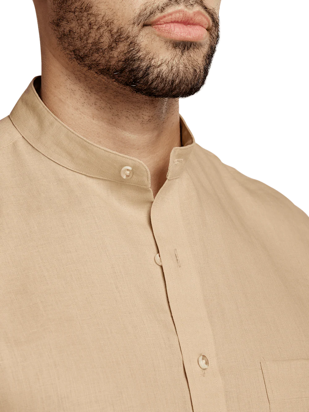 Linen Solid Casual Shirt - Tan - Image 3