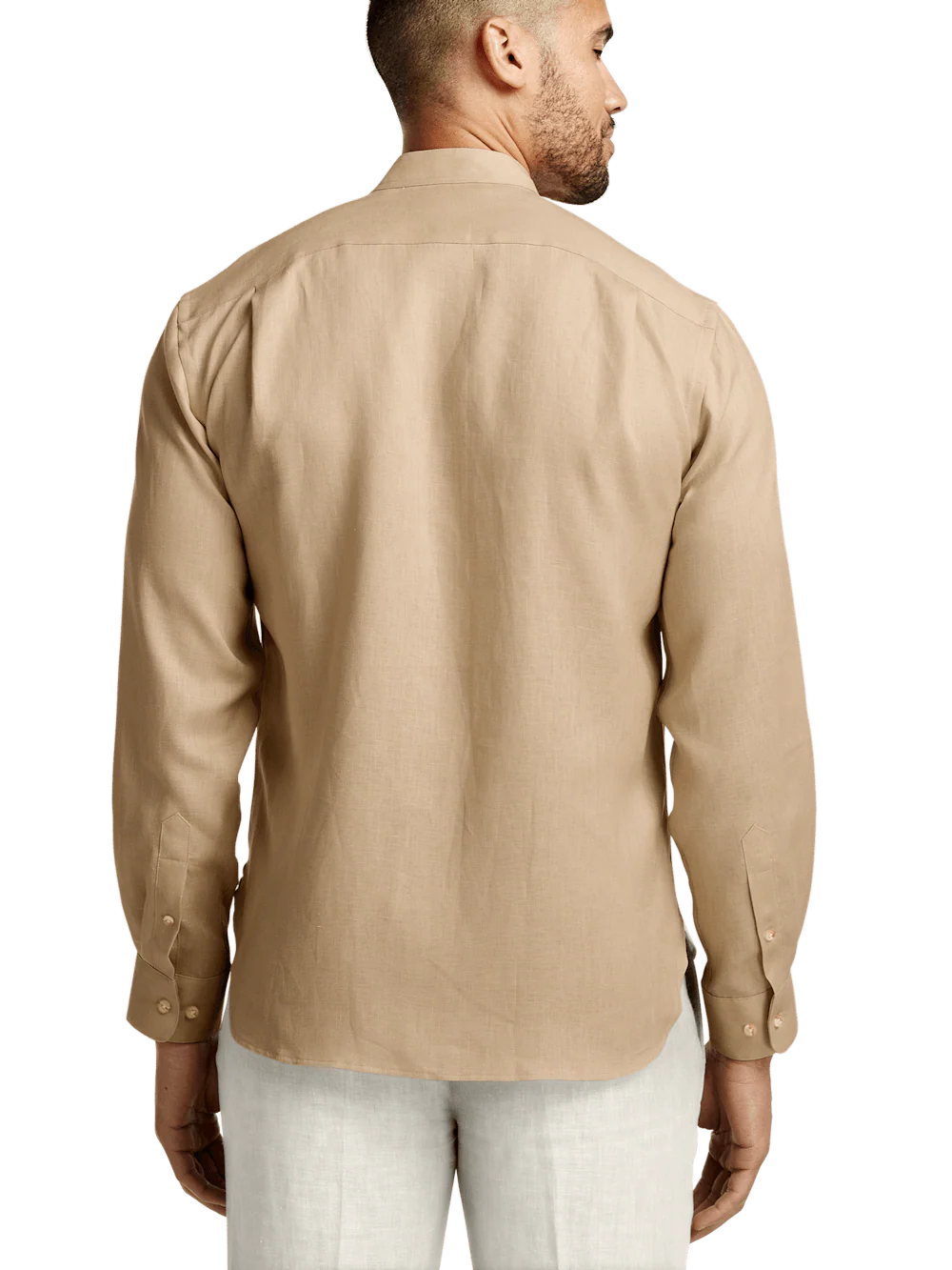Linen Solid Casual Shirt - Tan - Image 5