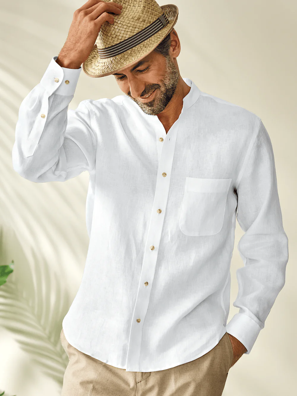 Linen Solid Casual Shirt - White - Image 8