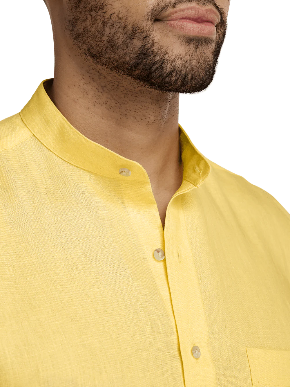 Linen Solid Casual Shirt - Yellow - Image 3