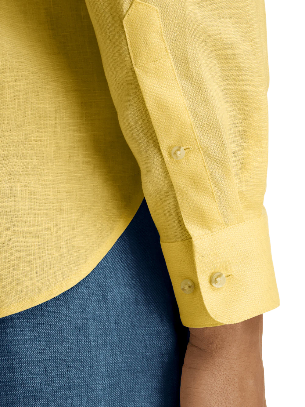 Linen Solid Casual Shirt - Yellow - Image 4