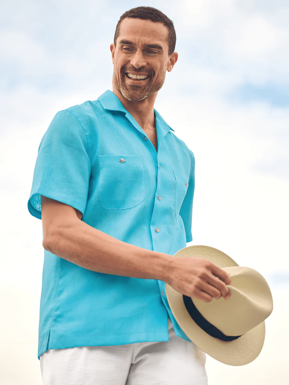 Linen Solid Casual Shirt - Aqua - Image 7