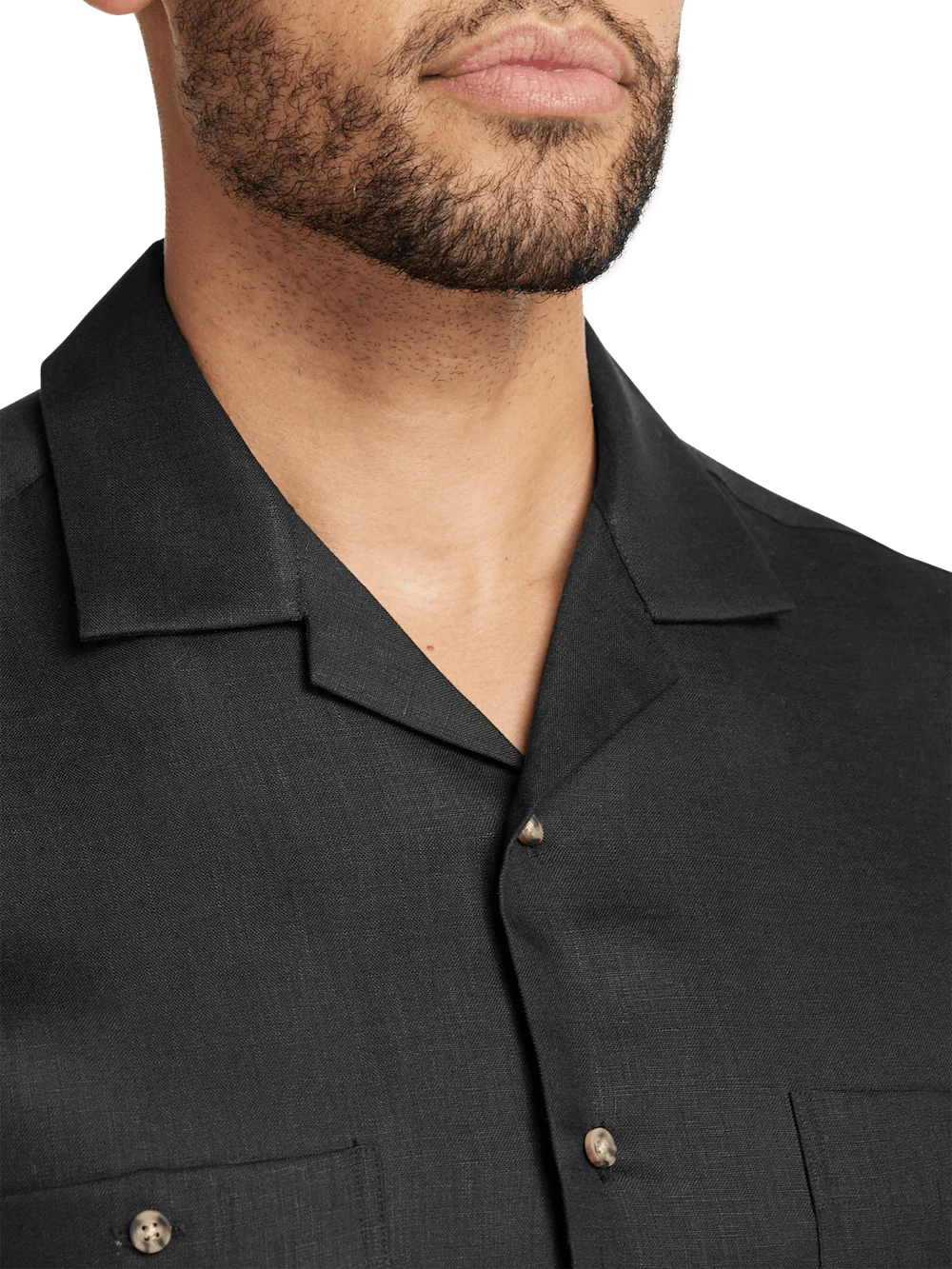 Linen Solid Casual Shirt - Black - Image 3