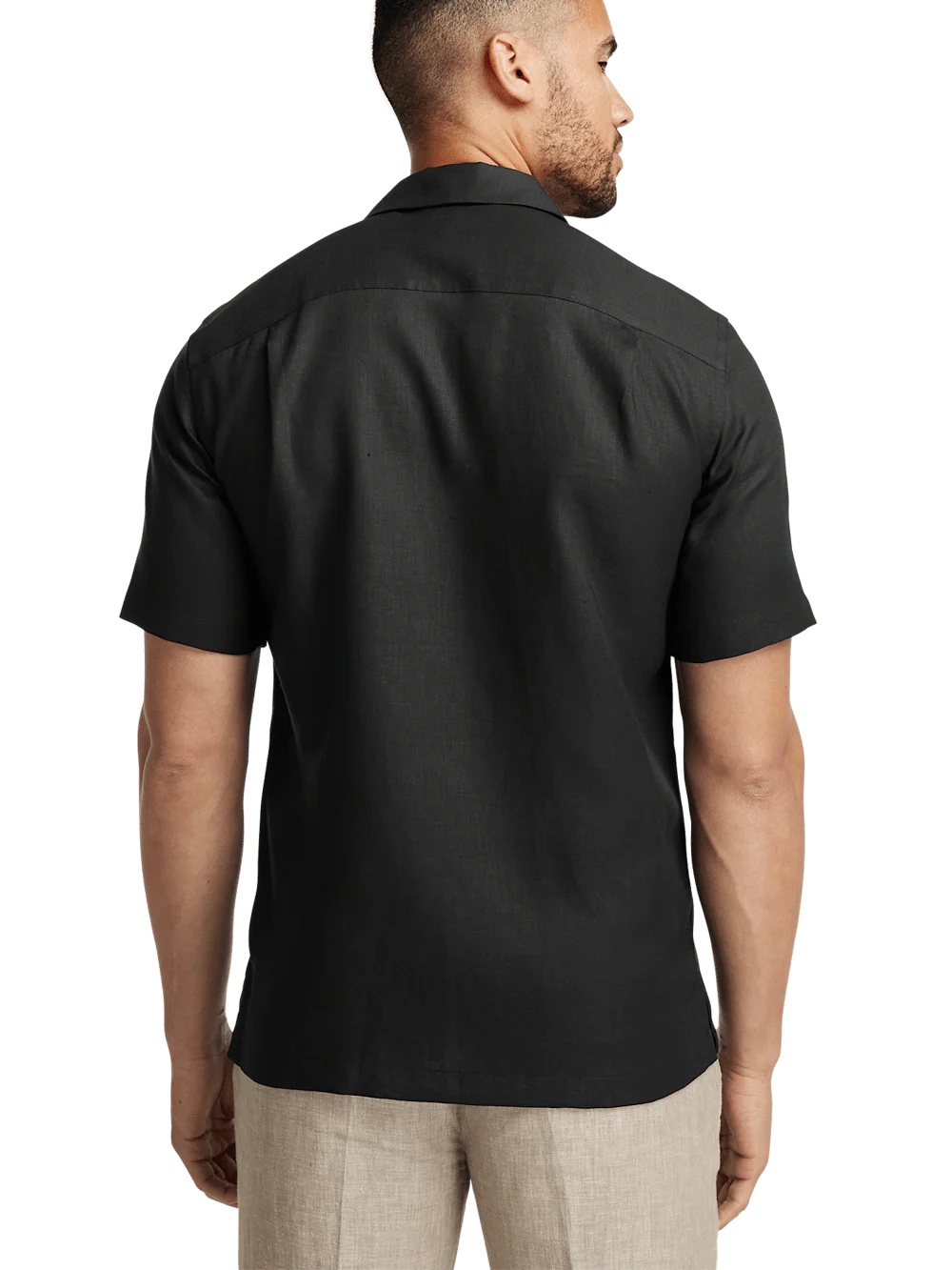 Linen Solid Casual Shirt - Black - Image 5