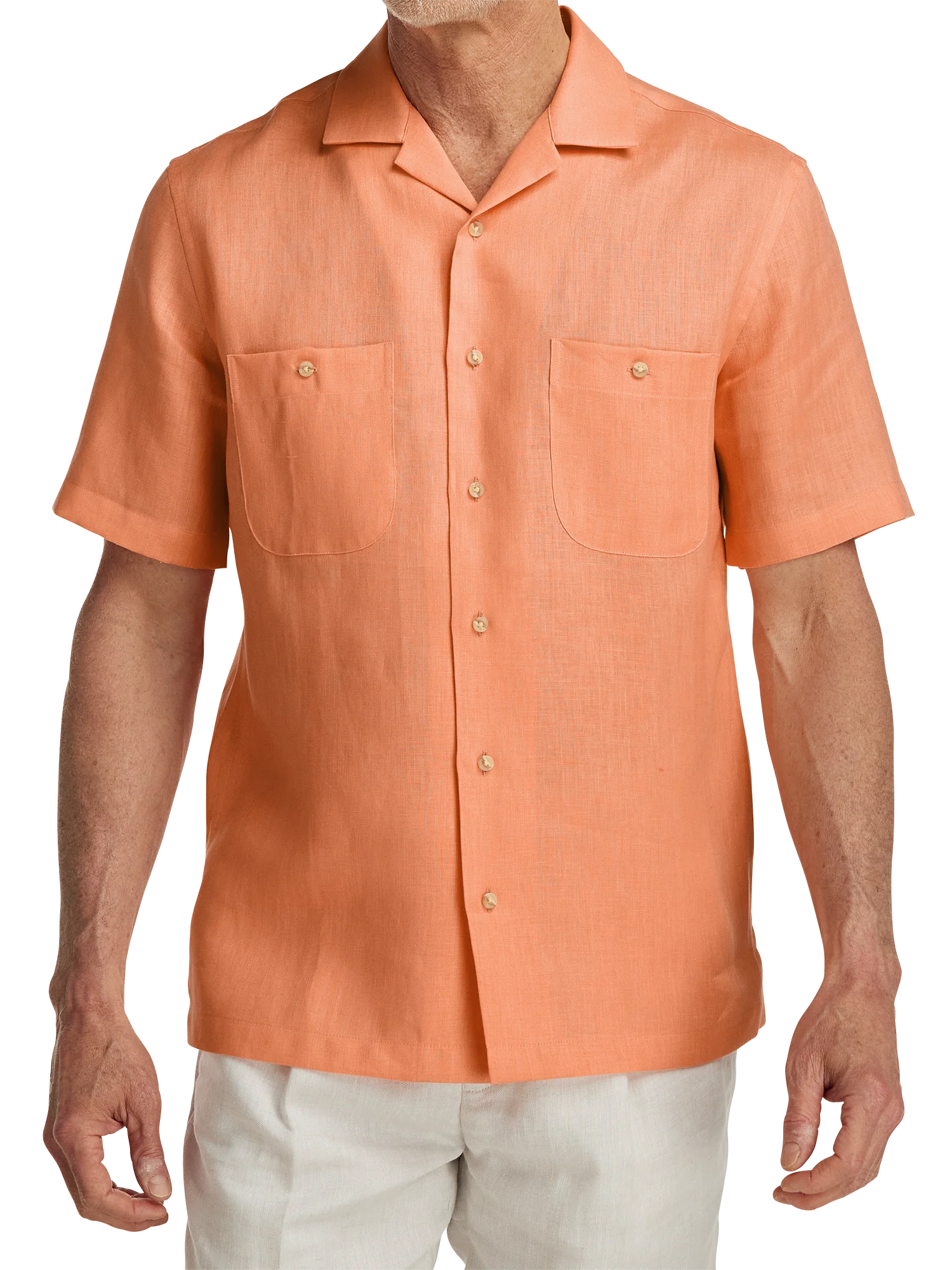 Linen Solid Casual Shirt - Coral - Image 2
