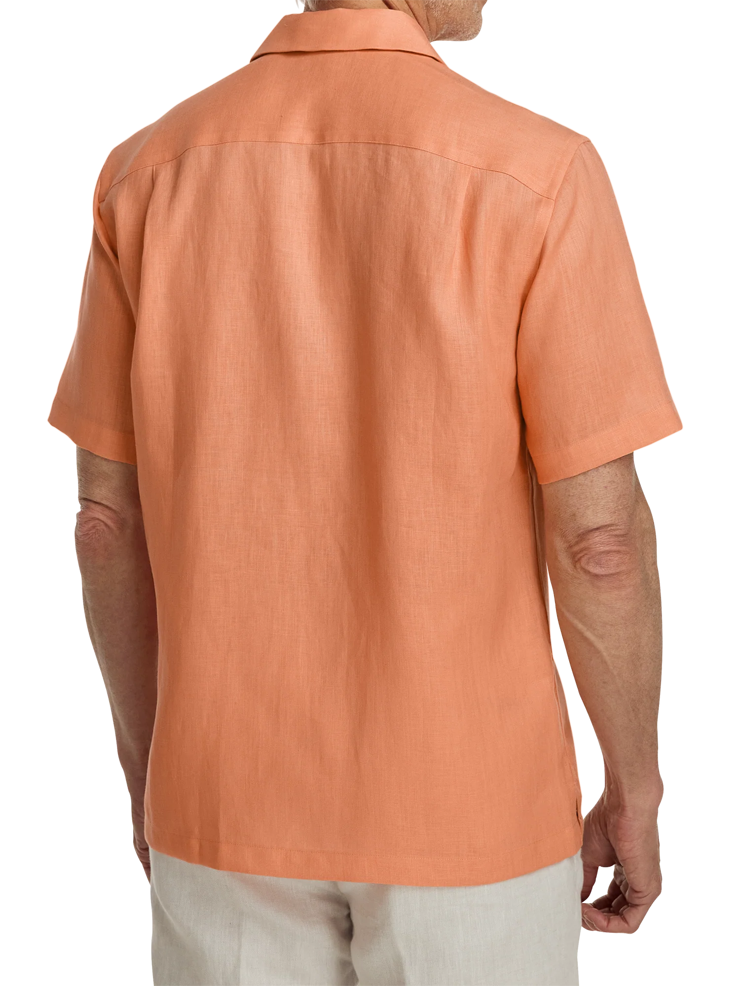 Linen Solid Casual Shirt - Coral - Image 5