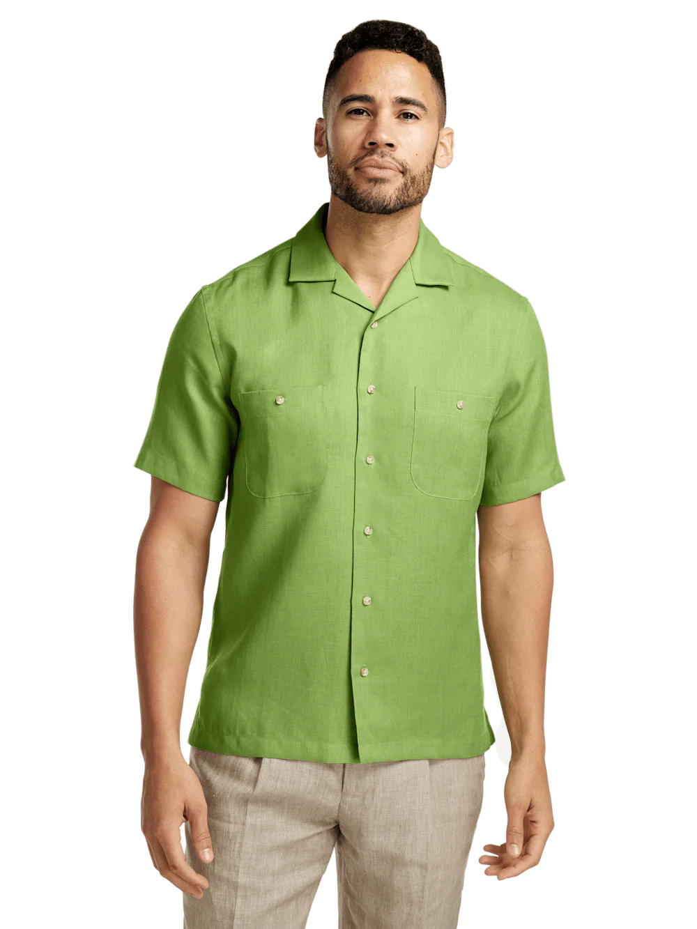 Linen Solid Casual Shirt - Green - Image 2