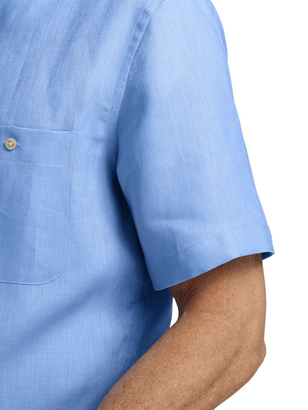 Linen Solid Casual Shirt - Light Blue - Image 4
