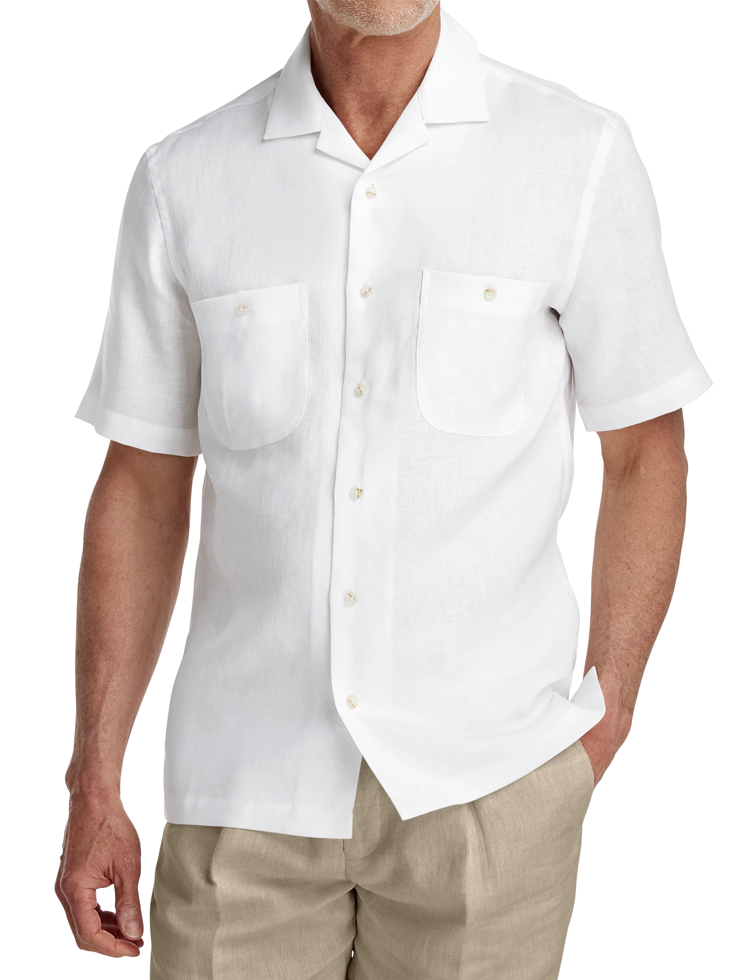 Linen Solid Casual Shirt - White - Image 2