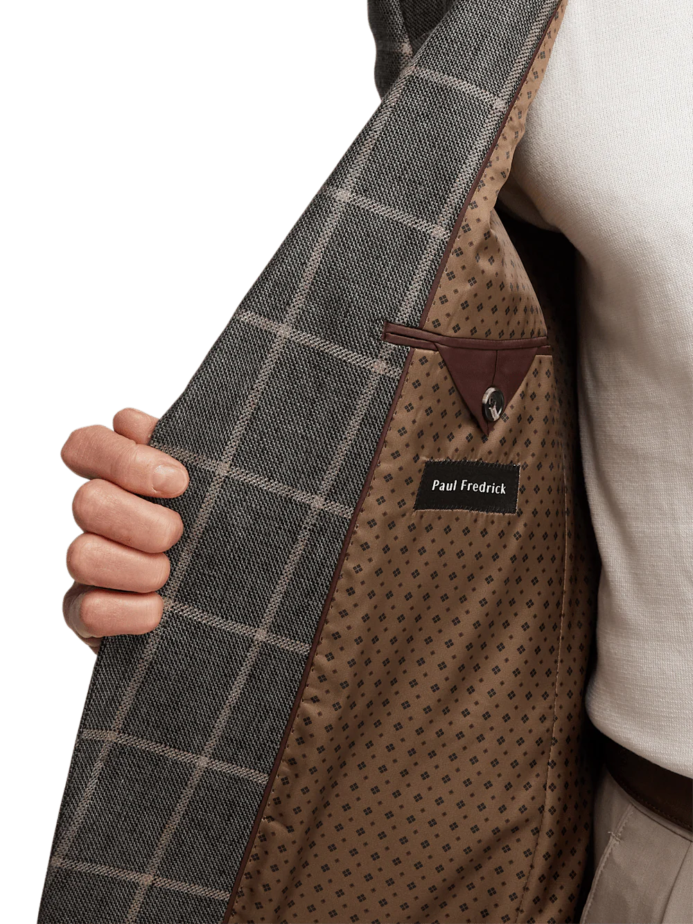 Linen Windowpane Single Breasted Notch Lapel Sport Coat - Charcoal - Image 4