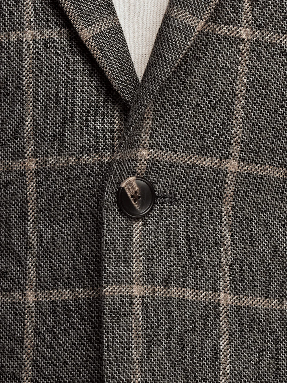 Linen Windowpane Single Breasted Notch Lapel Sport Coat - Charcoal - Image 5