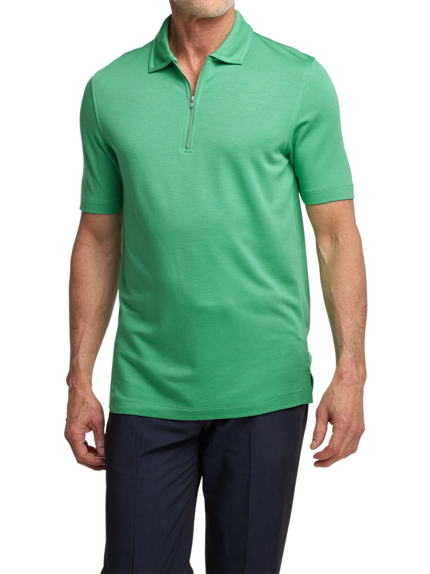 Lyocell Blend Quarter Zip Polo - Green - Image 2