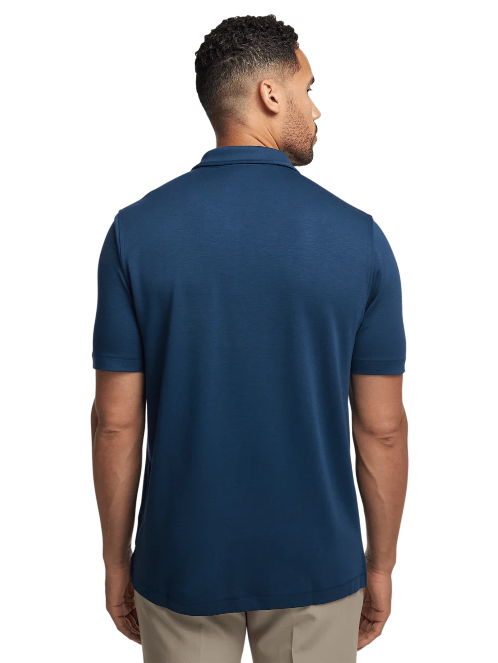 Lyocell Blend Quarter Zip Polo - Navy - Image 6