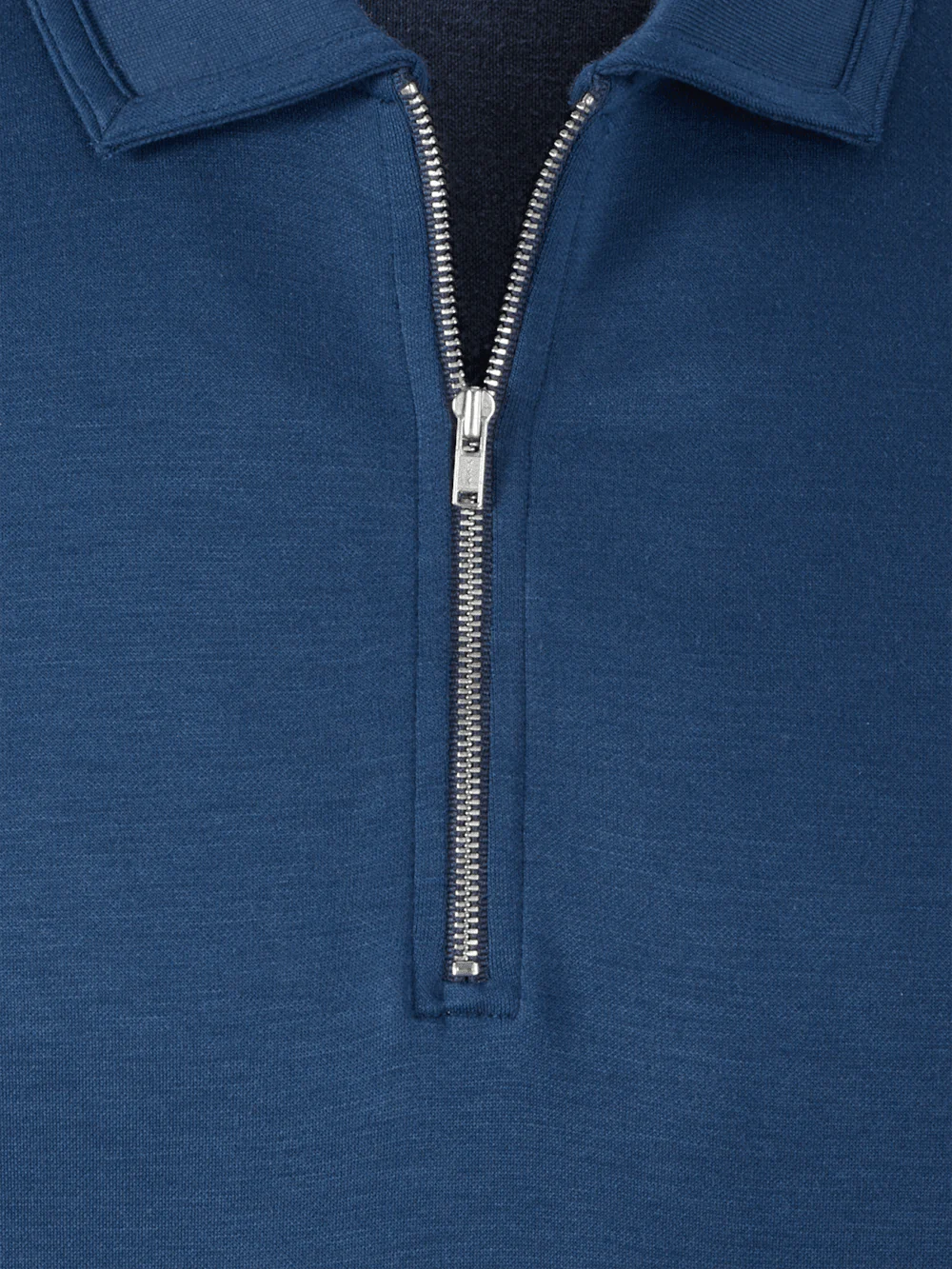 Lyocell Blend Quarter Zip Polo - Navy - Image 7