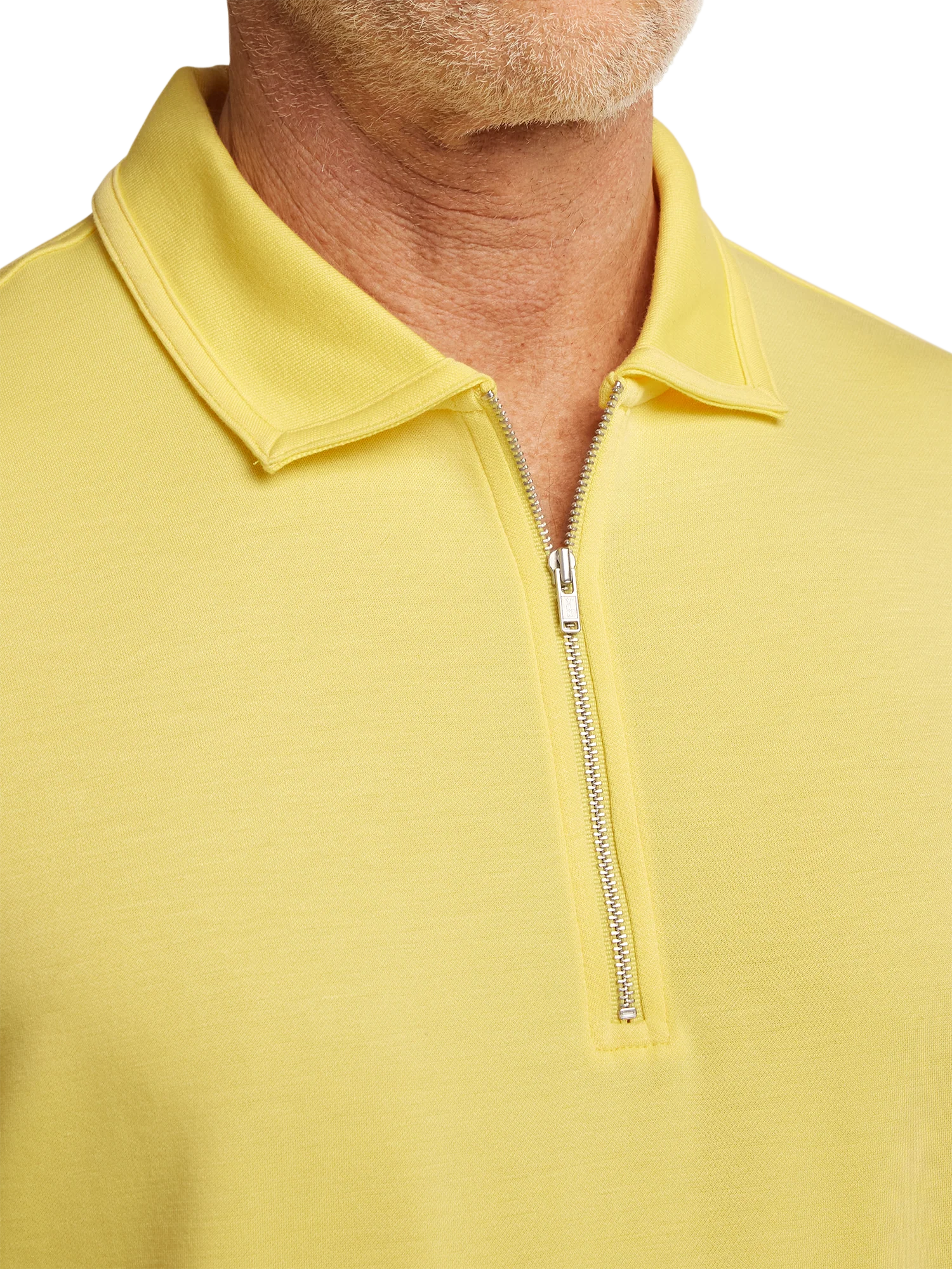 Lyocell Blend Quarter Zip Polo - Yellow - Image 3