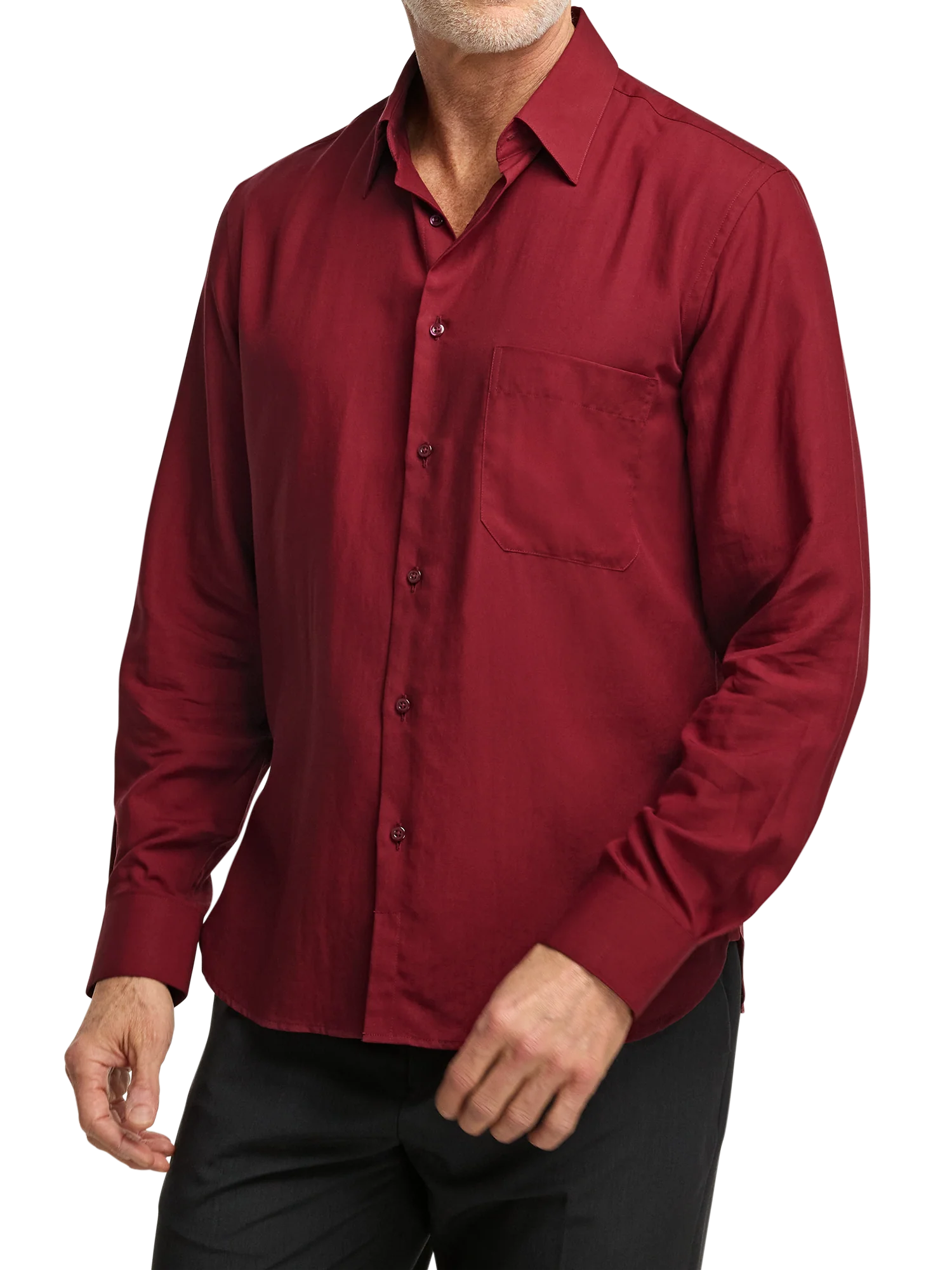 Lyocell Solid Casual Shirt - Burgundy - Image 2