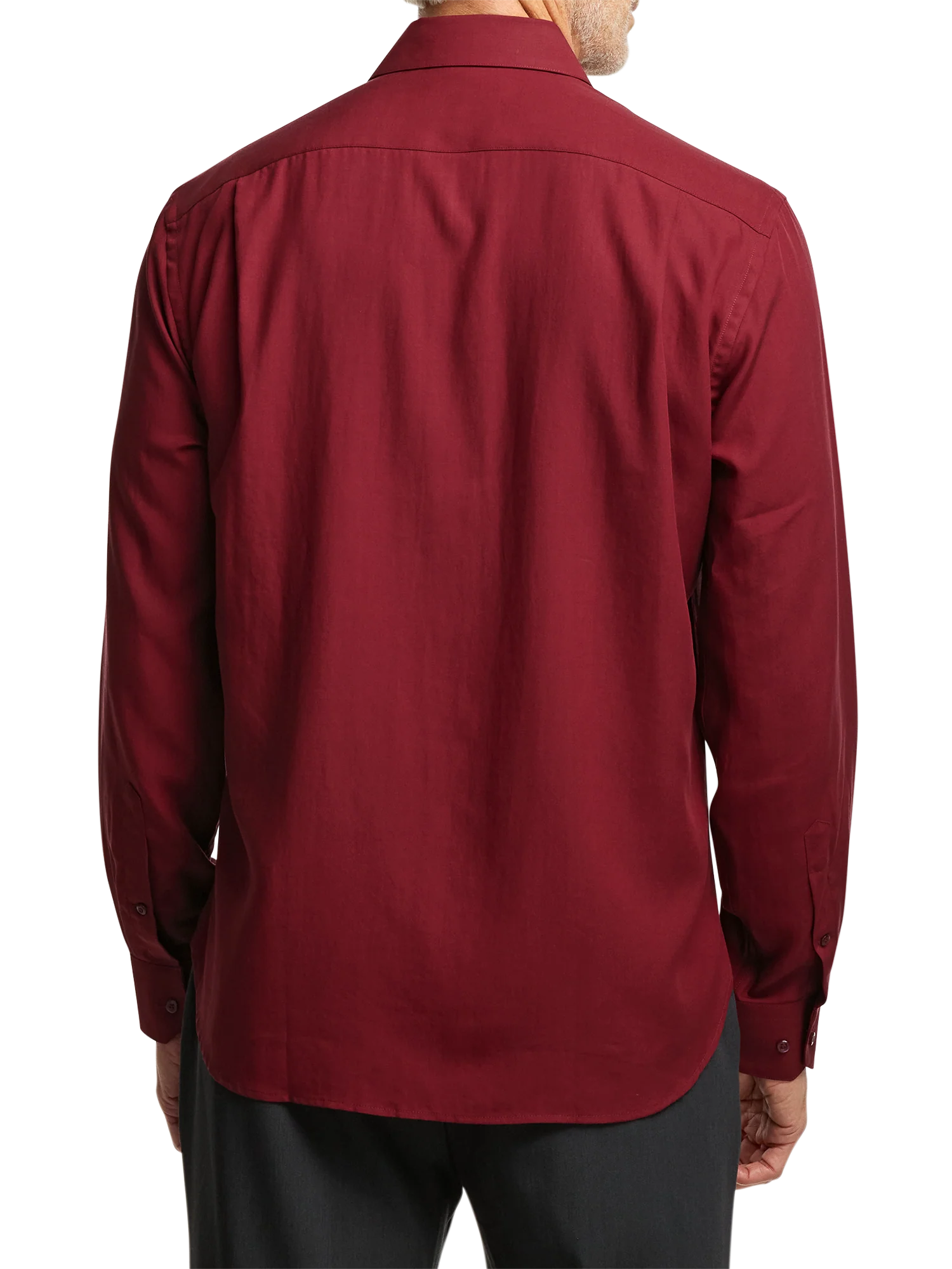 Lyocell Solid Casual Shirt - Burgundy - Image 5