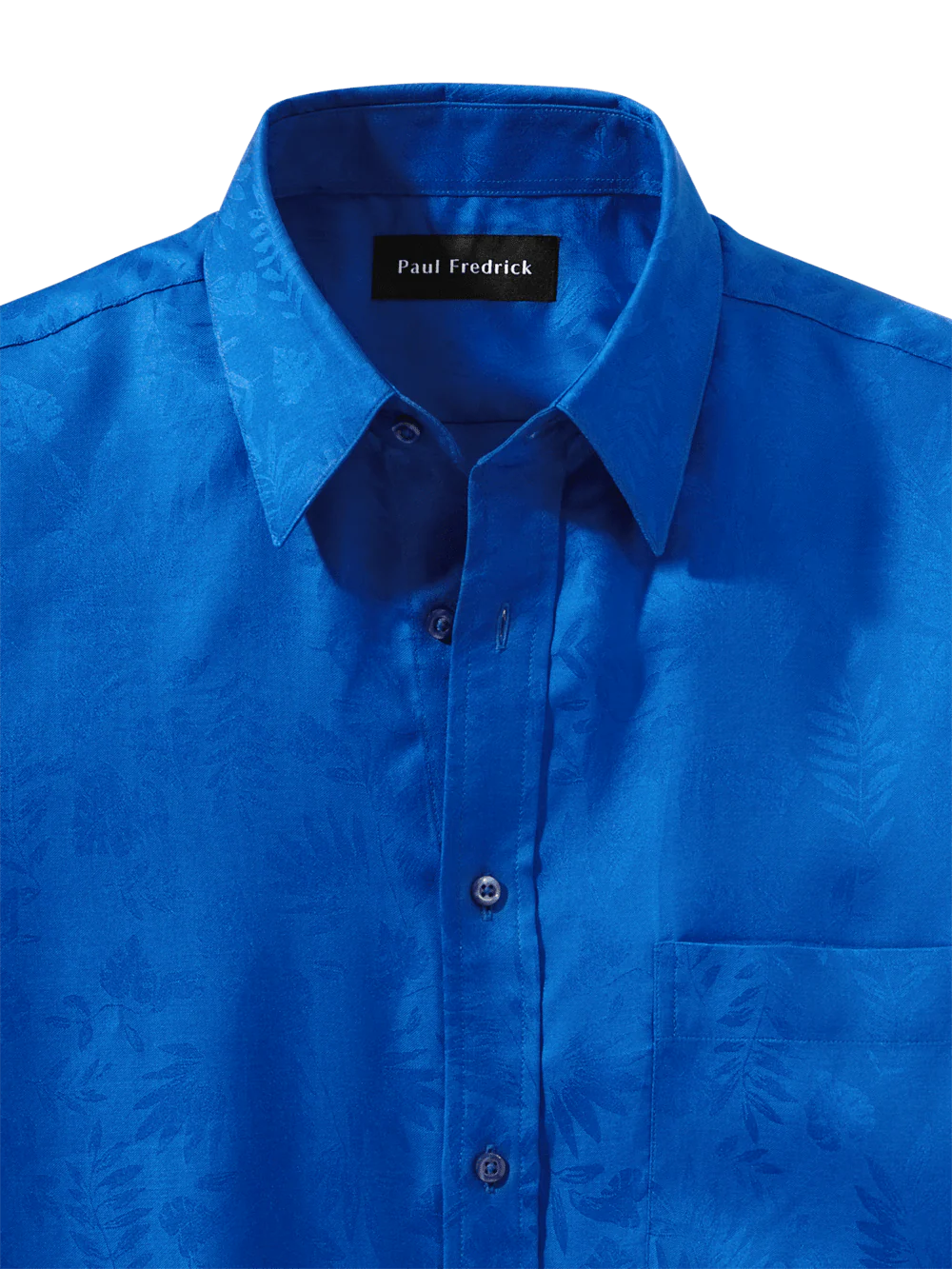 Lyocell Solid Jacquard Casual Shirt - Blue - Image 6