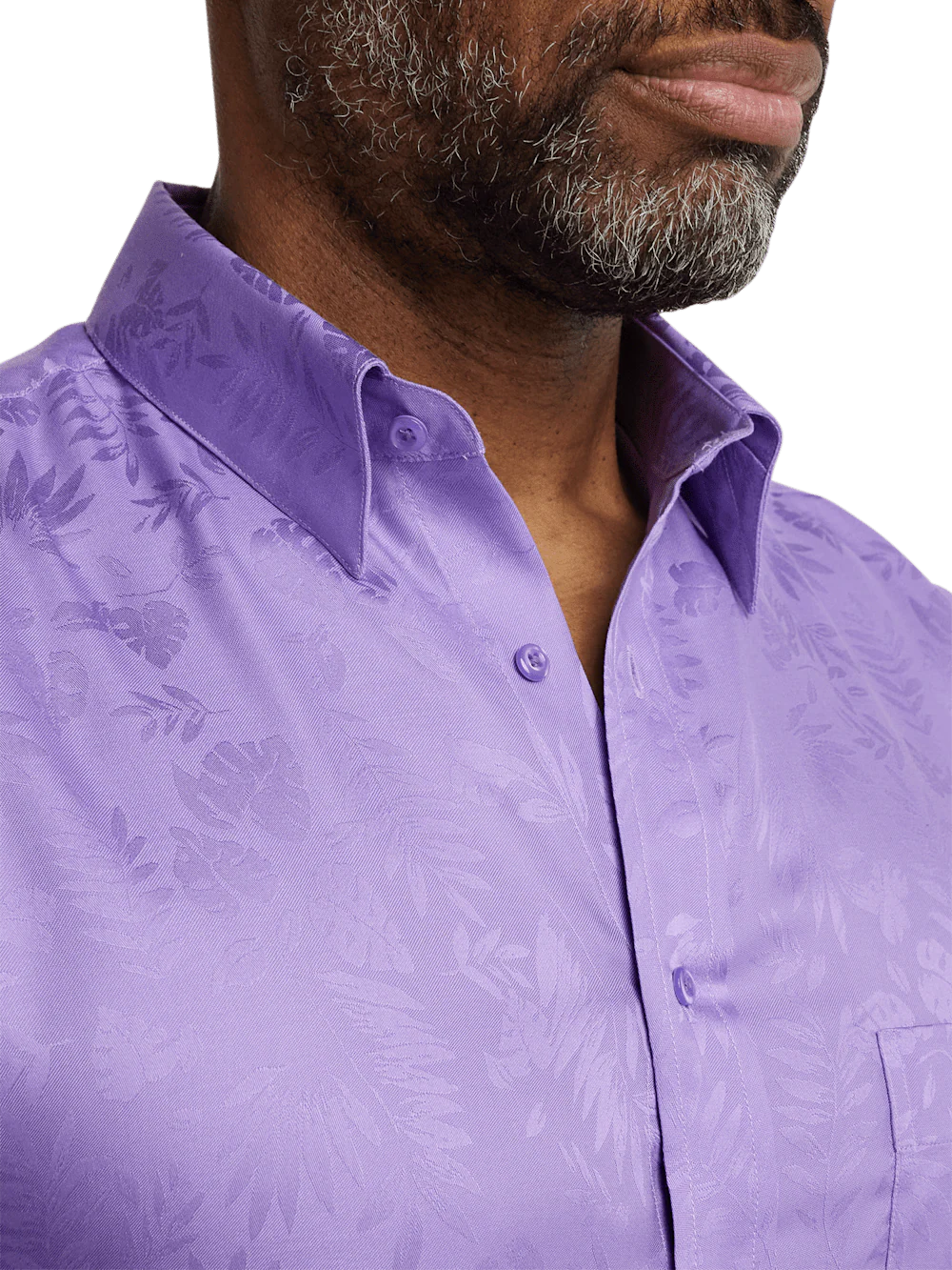 Lyocell Solid Jacquard Casual Shirt - Lavender - Image 3