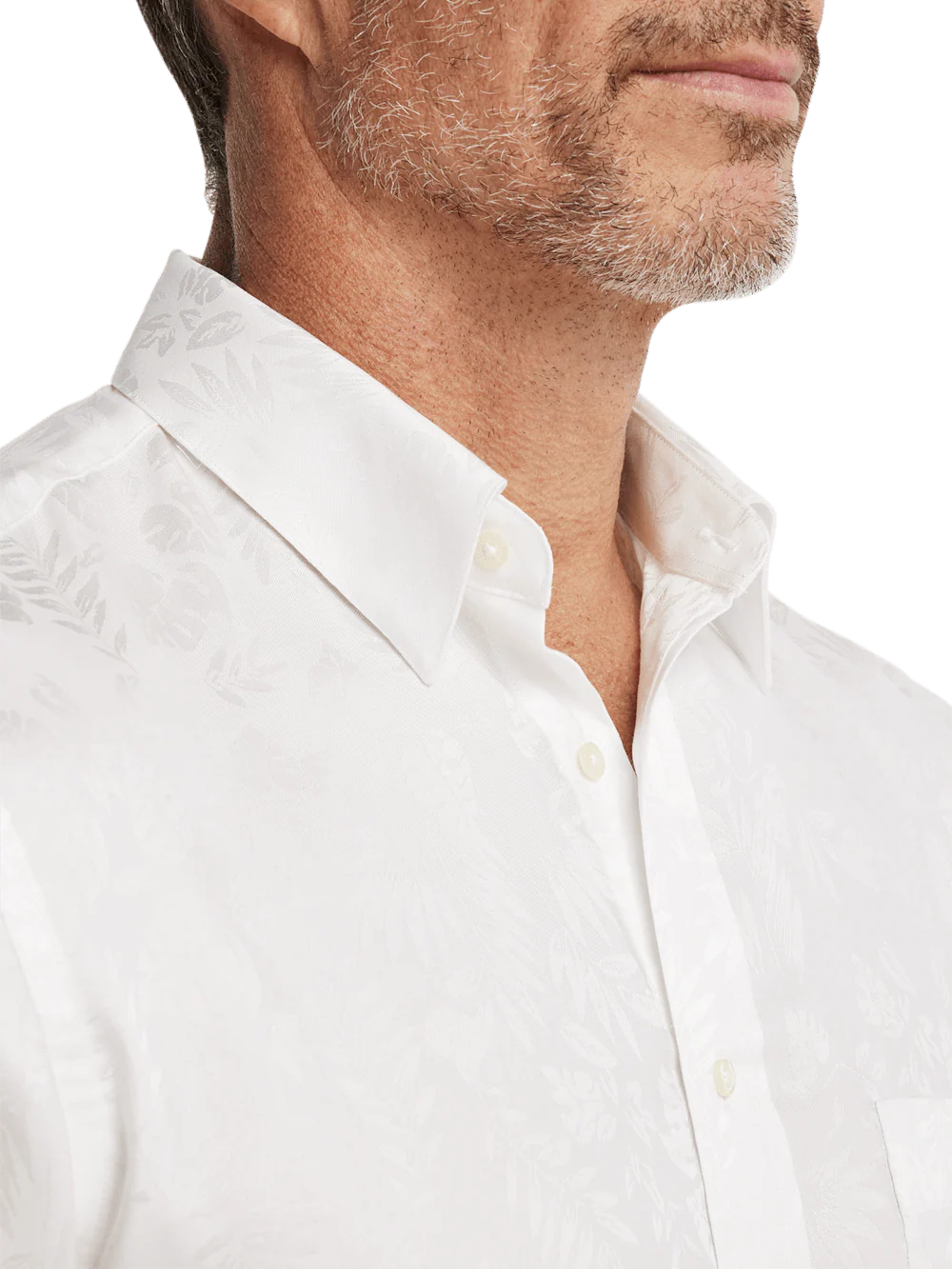 Lyocell Solid Jacquard Casual Shirt - White - Image 3