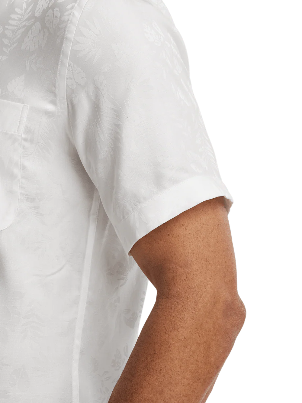 Lyocell Solid Jacquard Casual Shirt - White - Image 4