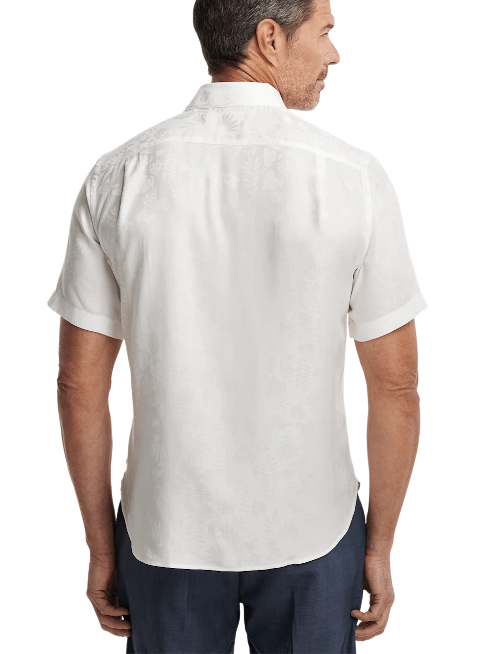 Lyocell Solid Jacquard Casual Shirt - White - Image 5
