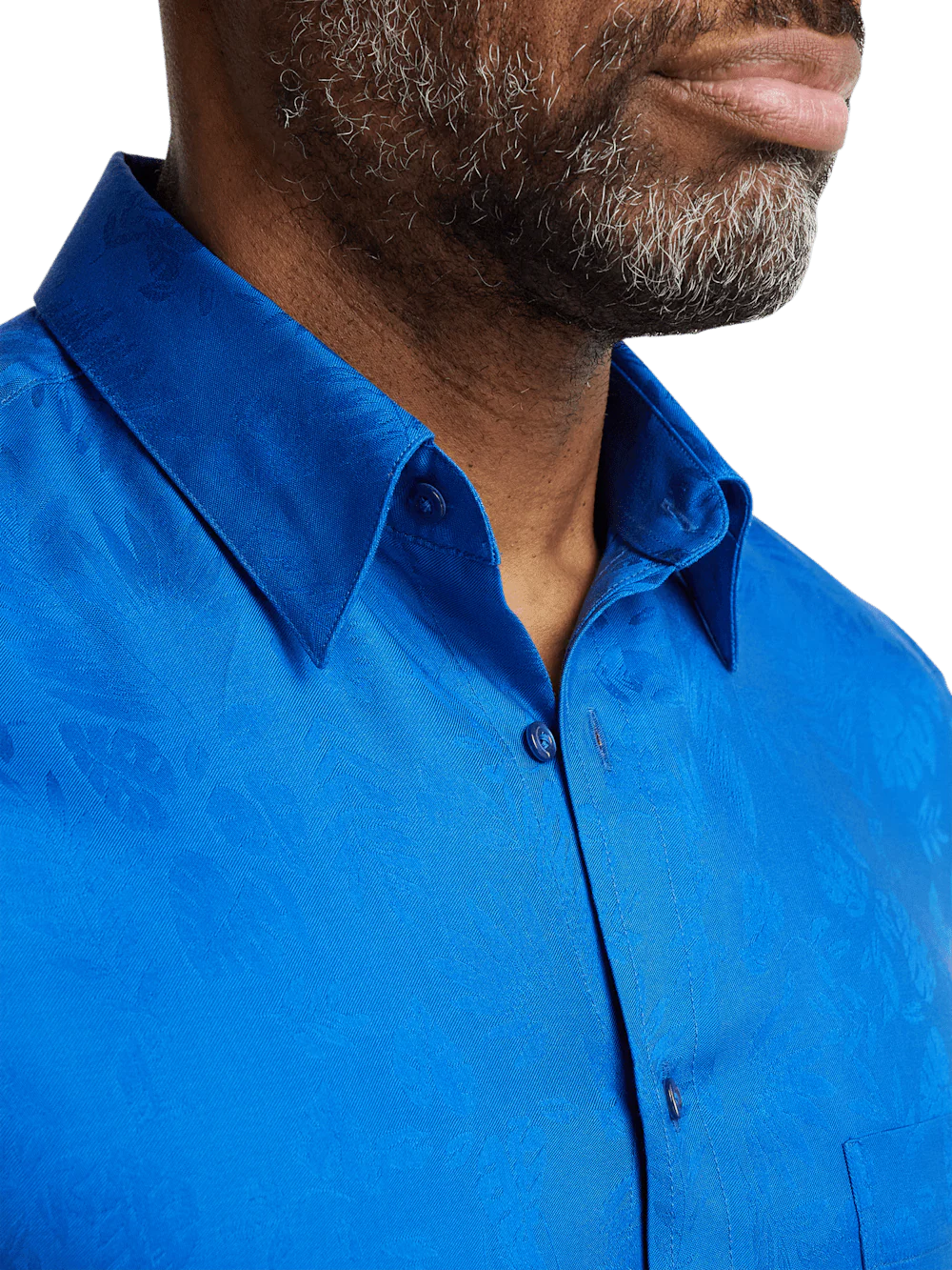 Lyocell Solid Jacquard Casual Shirt - Blue - Image 4