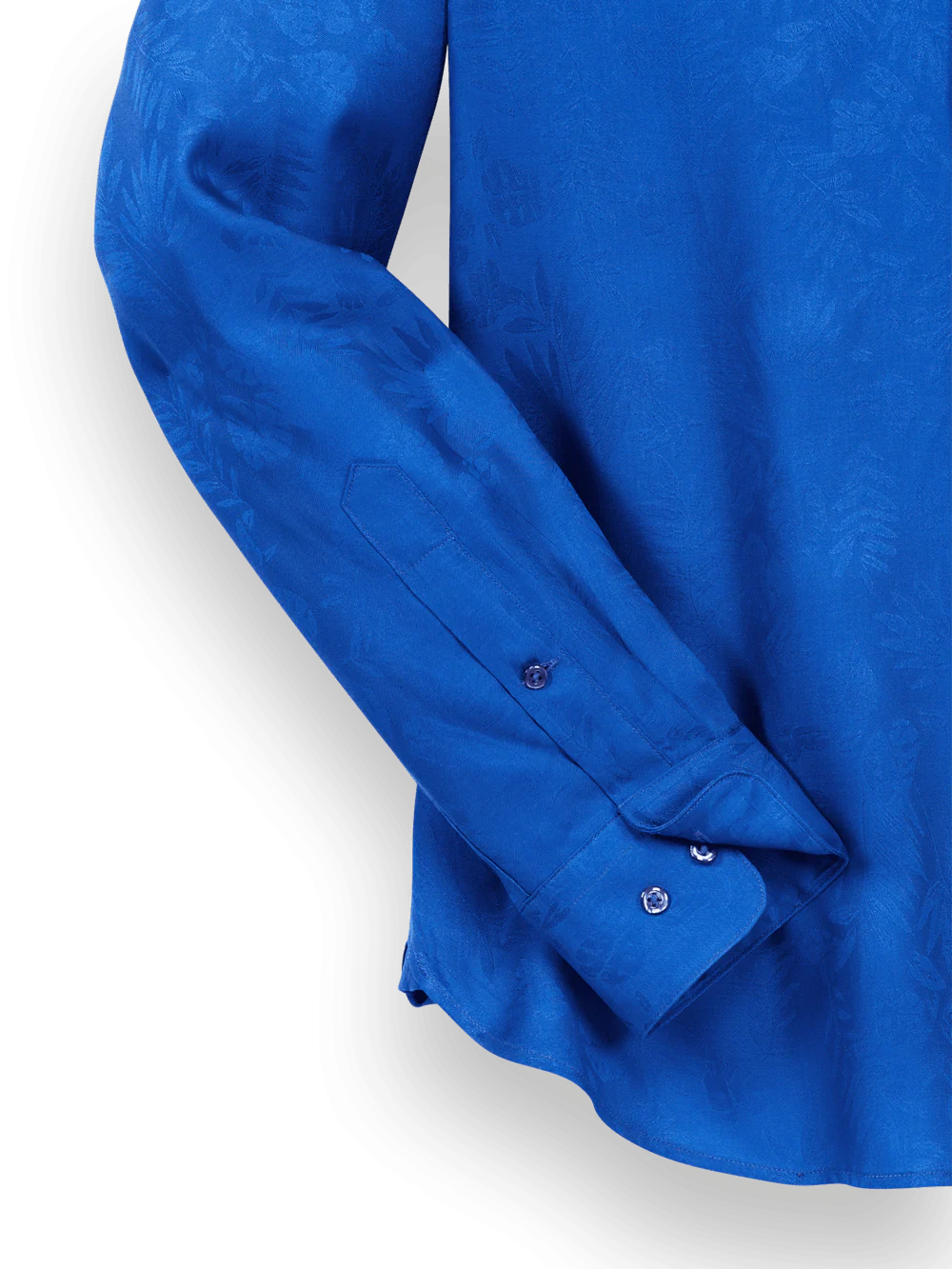 Lyocell Solid Jacquard Casual Shirt - Blue - Image 8