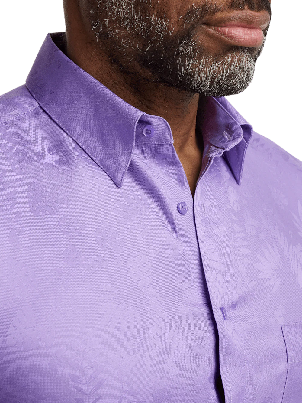 Lyocell Solid Jacquard Casual Shirt - Lavender - Image 4
