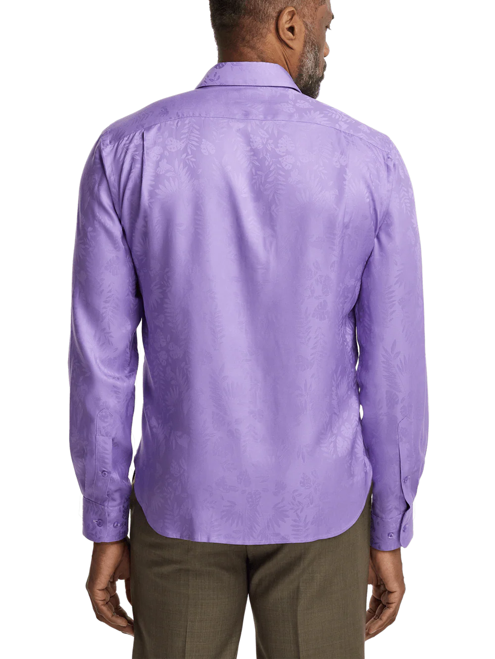 Lyocell Solid Jacquard Casual Shirt - Lavender - Image 6