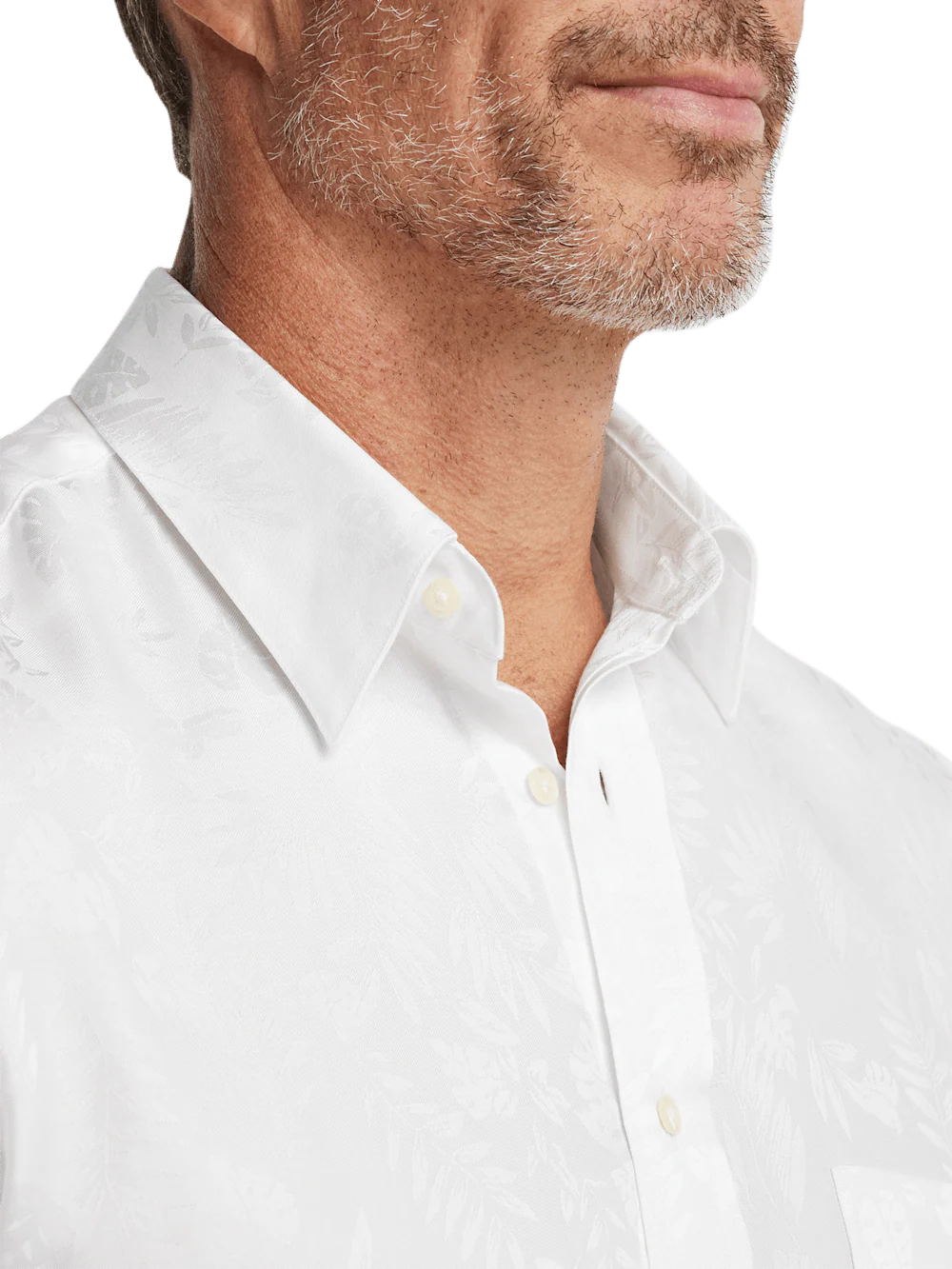 Lyocell Solid Jacquard Casual Shirt - White - Image 3
