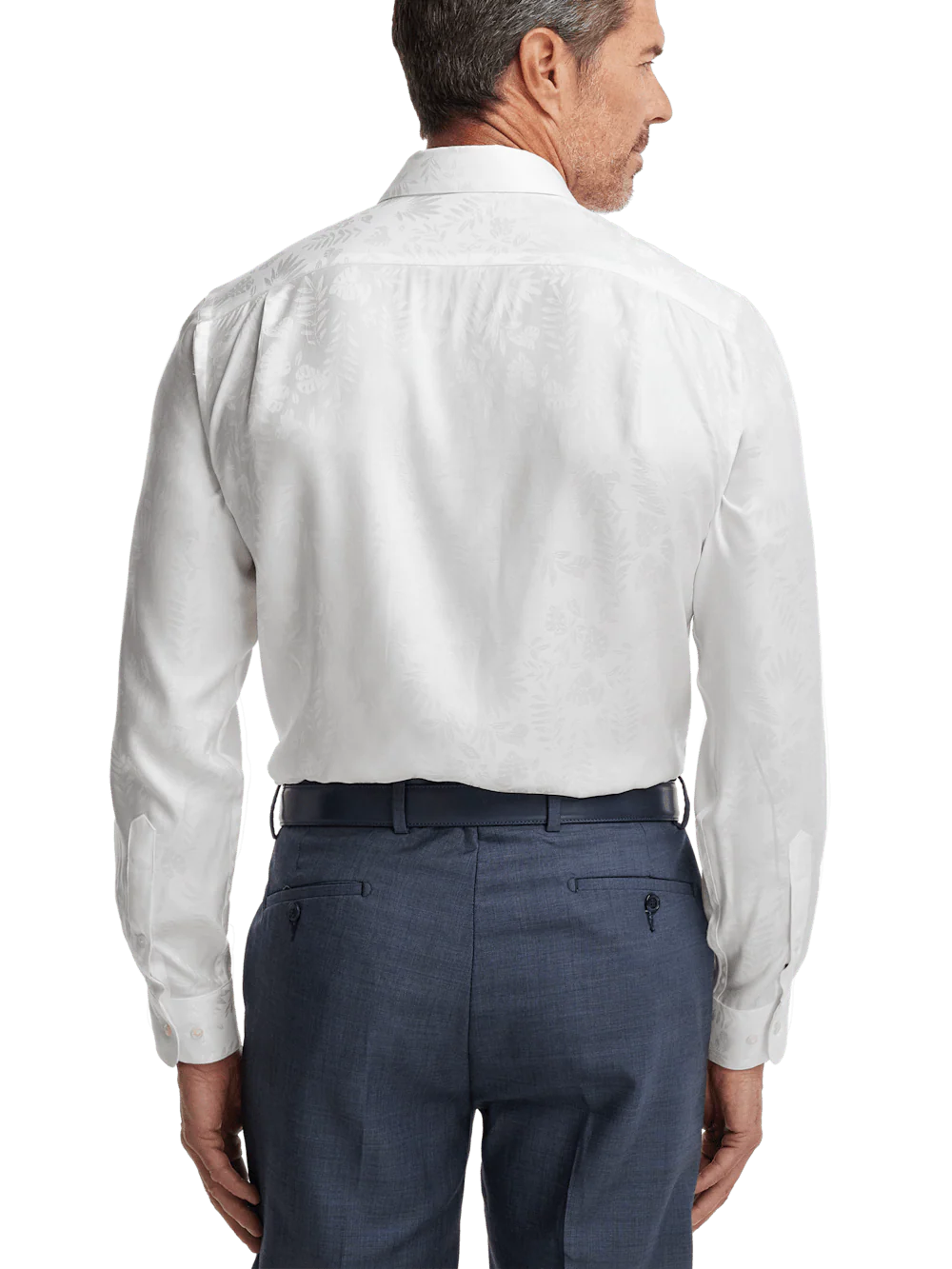Lyocell Solid Jacquard Casual Shirt - White - Image 5