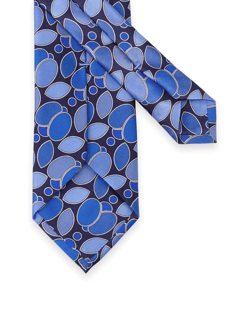 Medallion Printed Italian Silk Tie - Blue - Image 3