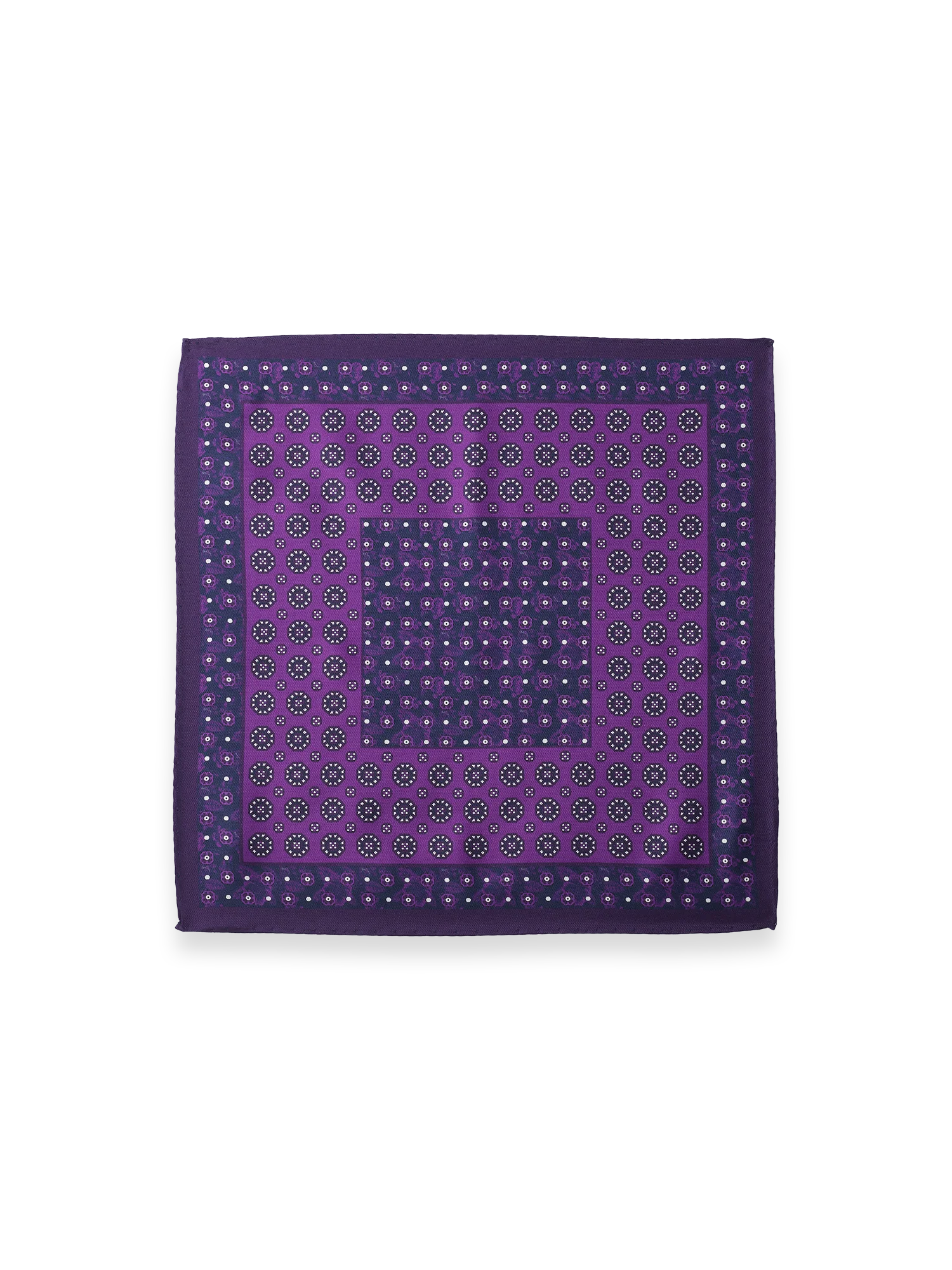 Medallion Silk Pocket Square - Purple - Image 2
