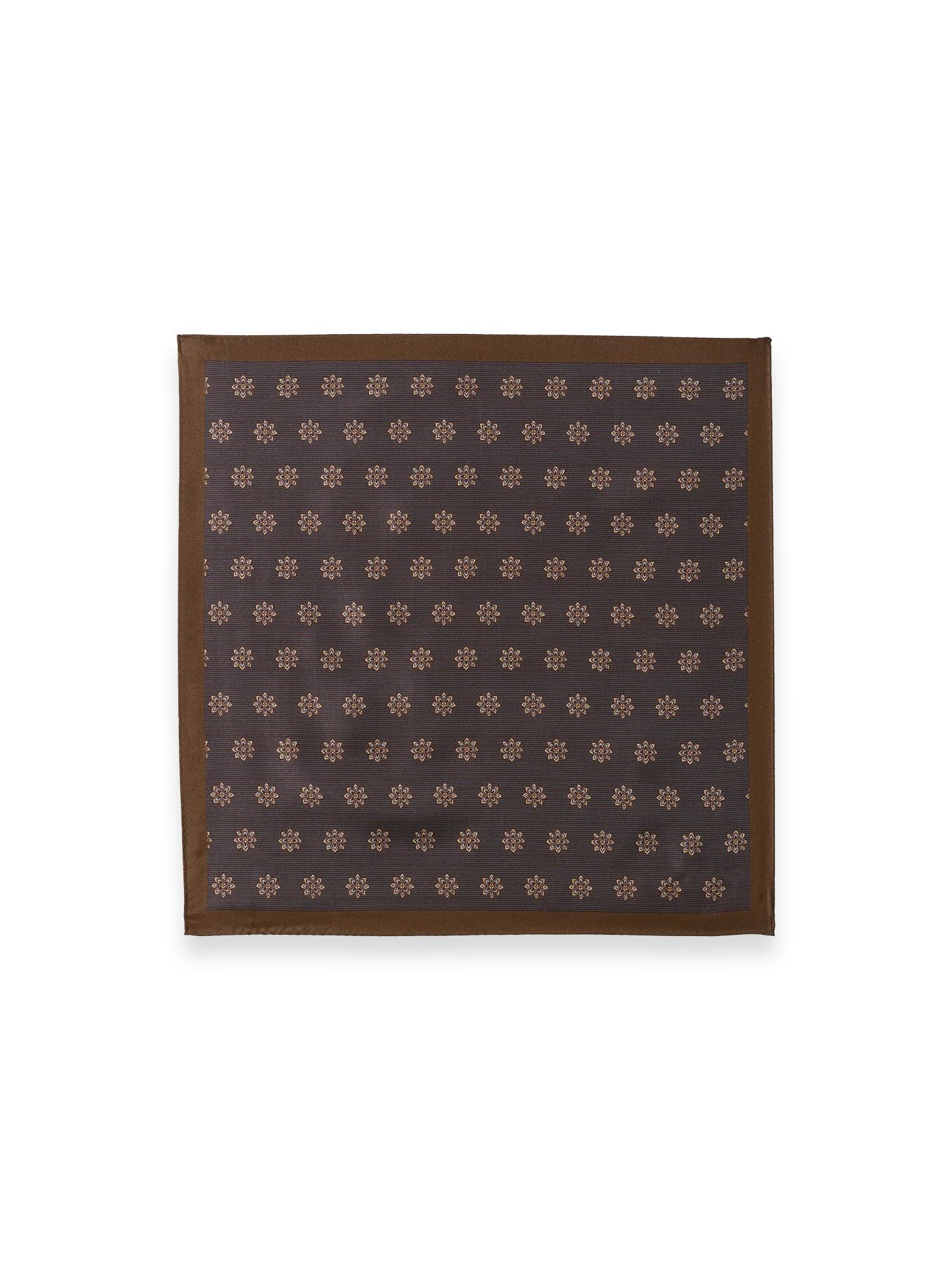 Medallion Silk Pocket Square - Brown - Image 2