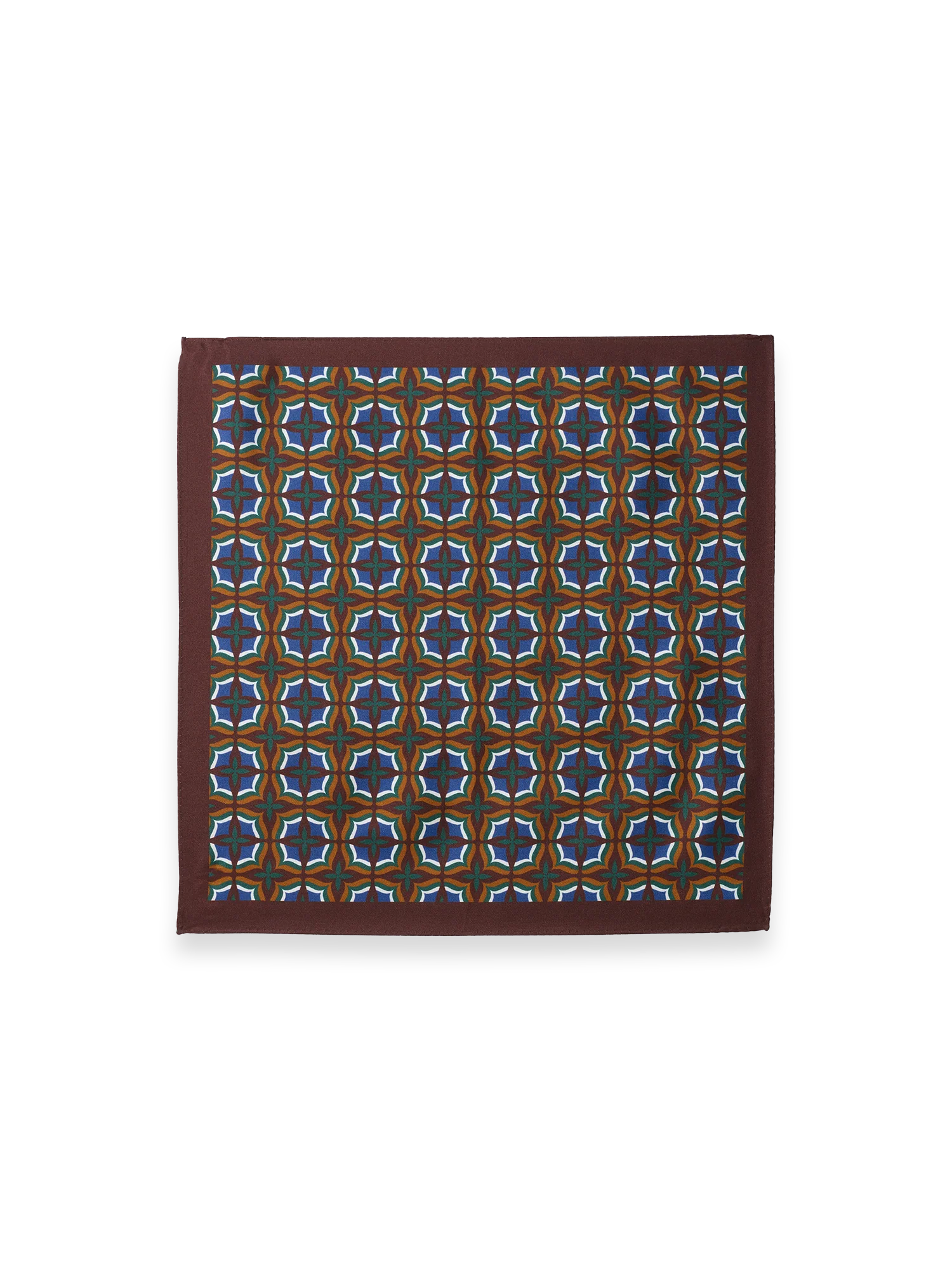 Medallion Silk Pocket Square - Brown Multi - Image 2