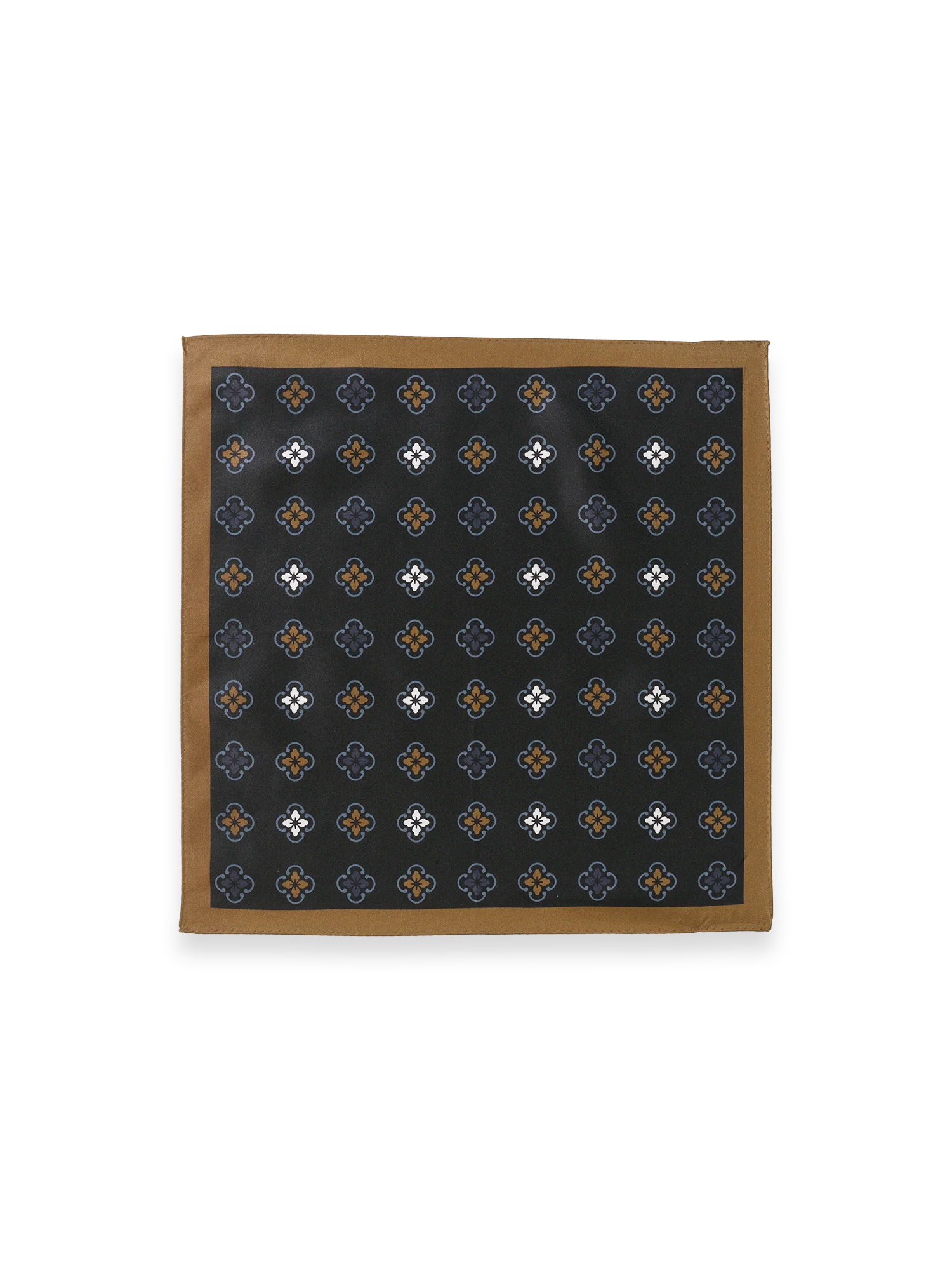 Medallion Silk Pocket Square - Black Multi - Image 2