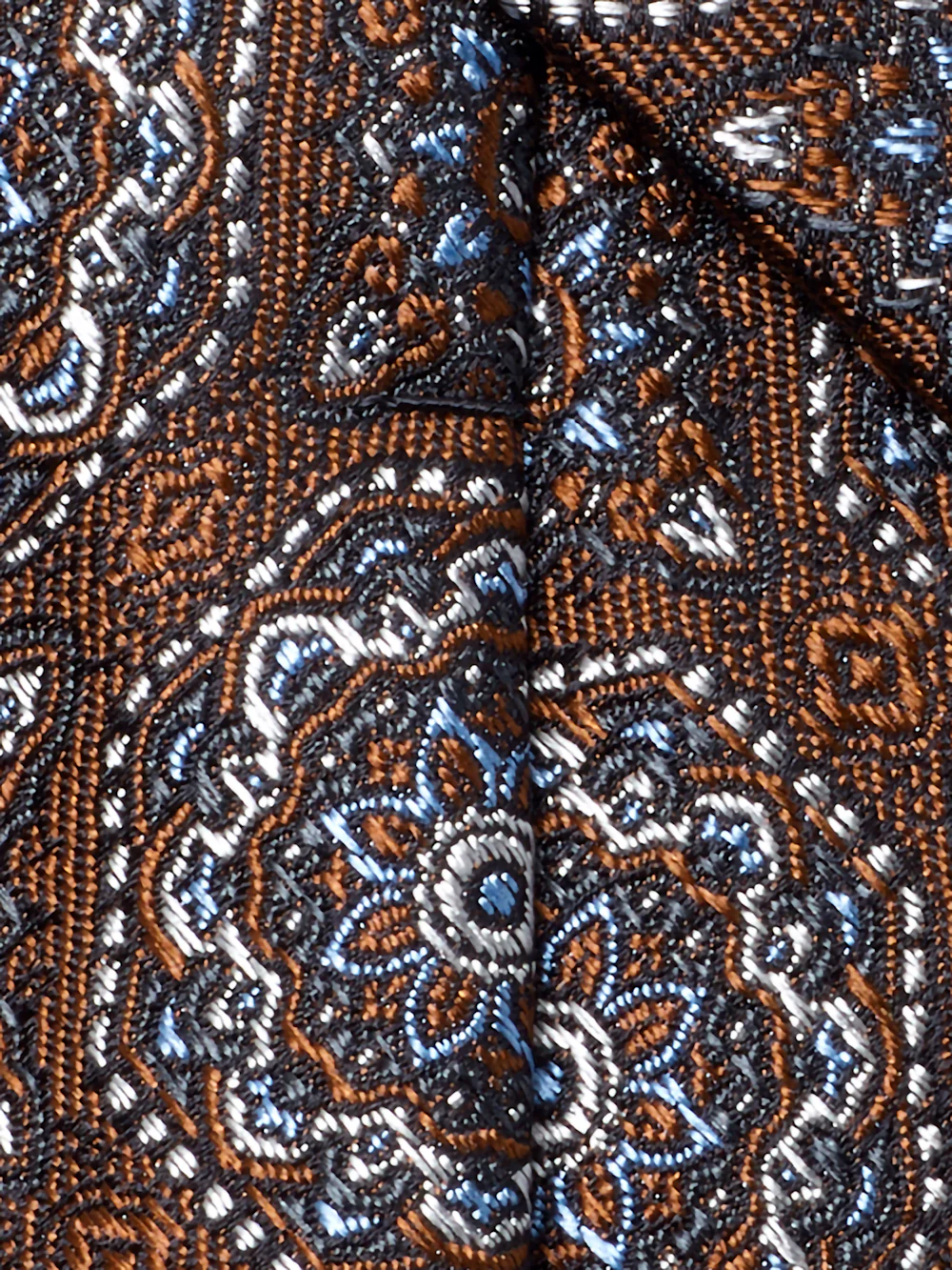Medallion Woven Silk Tie - Brown Multi - Image 4