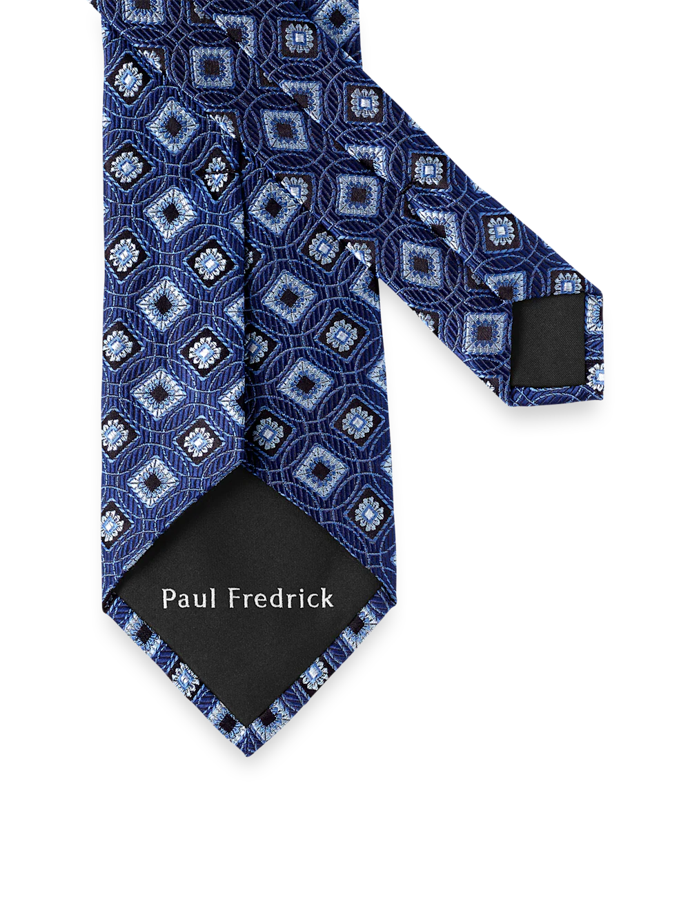 Medallion Woven Silk Tie - Navy - Image 3