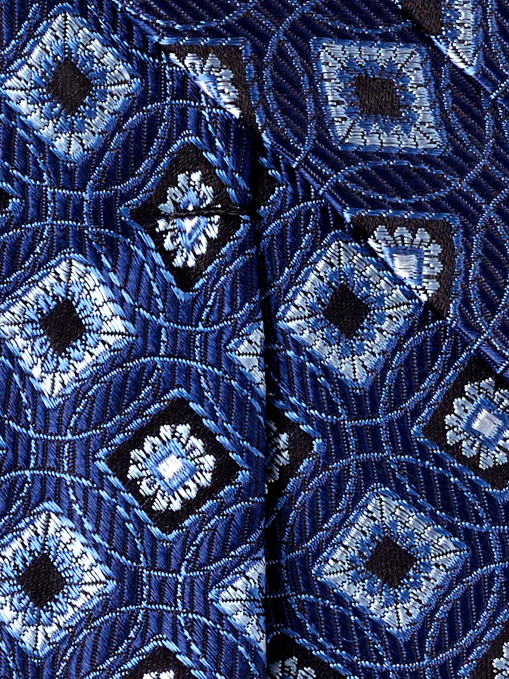 Medallion Woven Silk Tie - Navy - Image 4