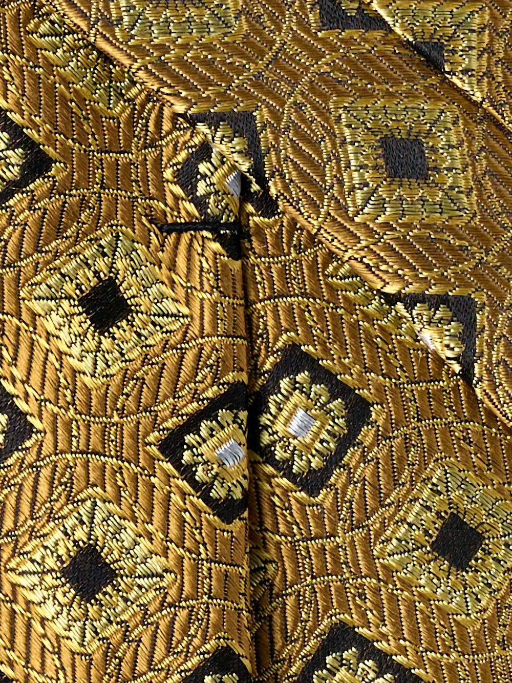 Medallion Woven Silk Tie - Gold - Image 4