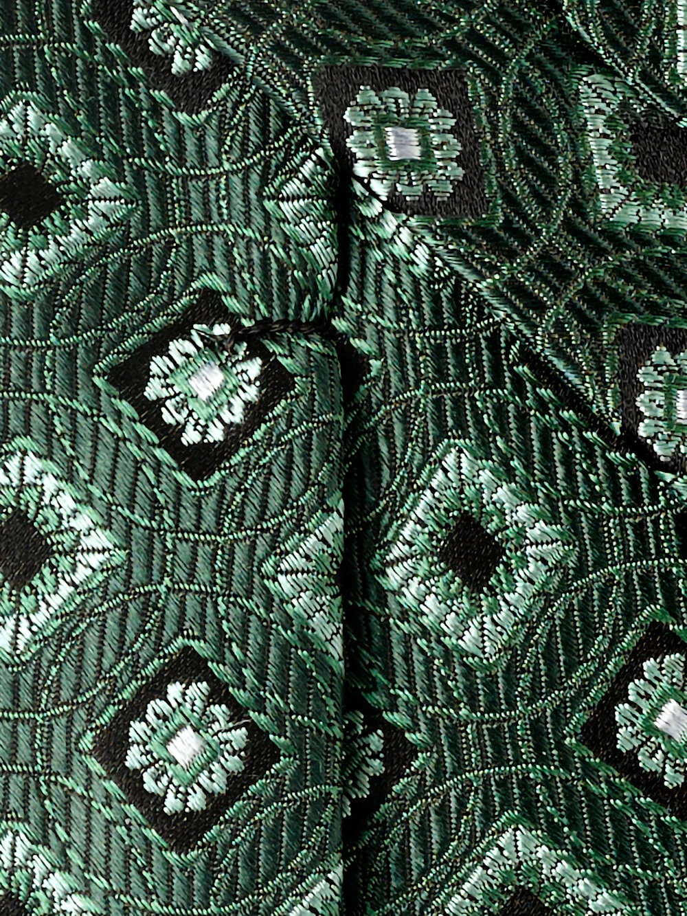 Medallion Woven Silk Tie - Green - Image 4