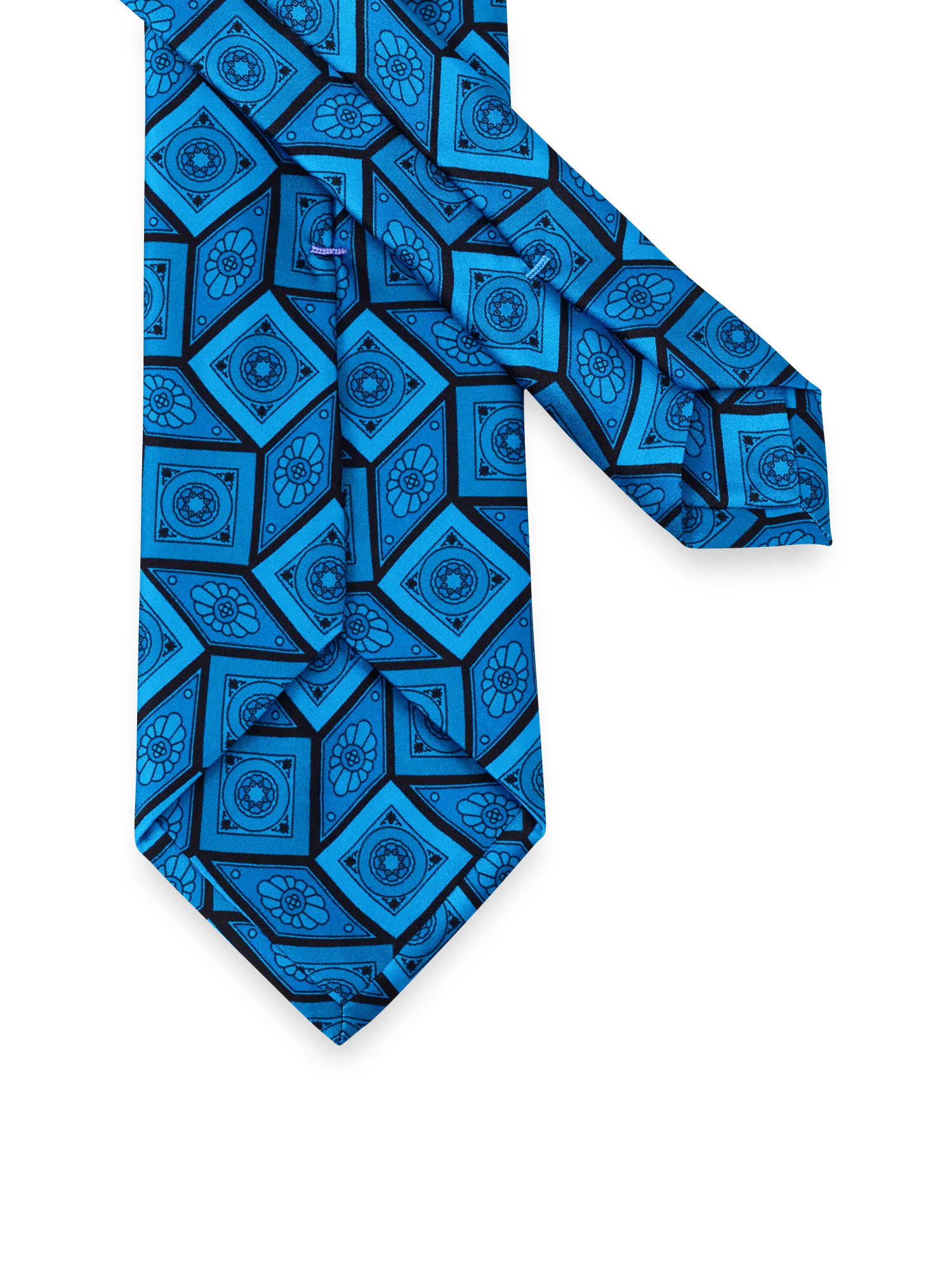 Medallion Woven Silk Tie - Teal - Image 3
