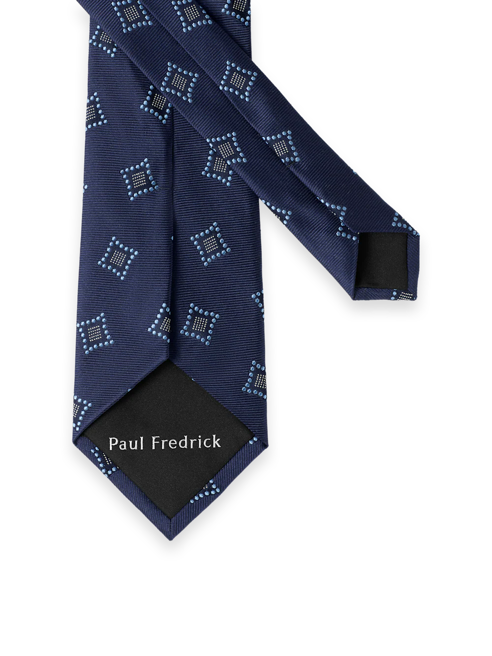Medallion Woven Silk Tie - Navy - Image 2