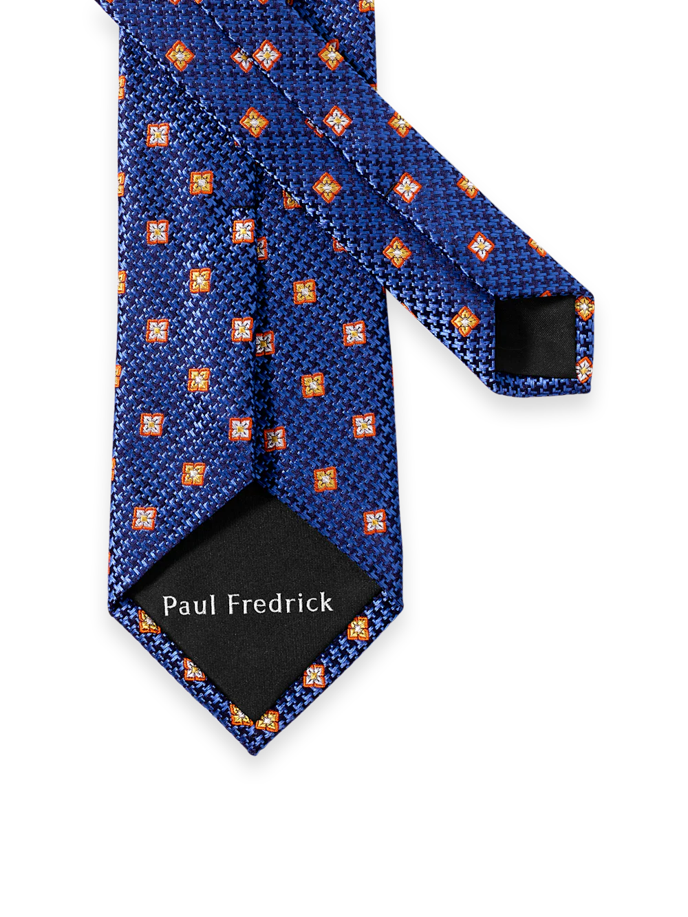 Medallion Woven Silk Tie - Blue/orange - Image 3